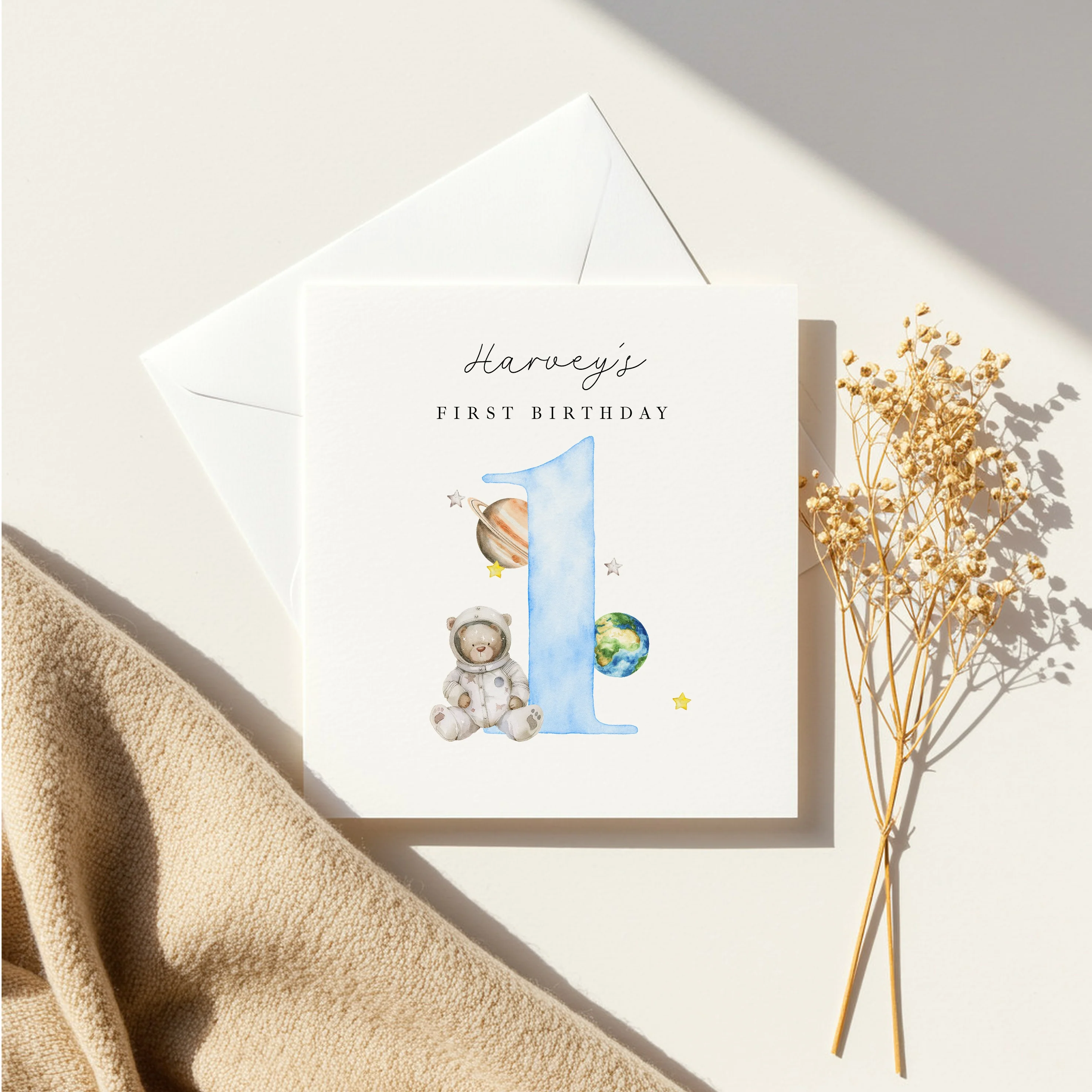 Personalised Blue Spaceman Any Age Birthday Card - Image 5