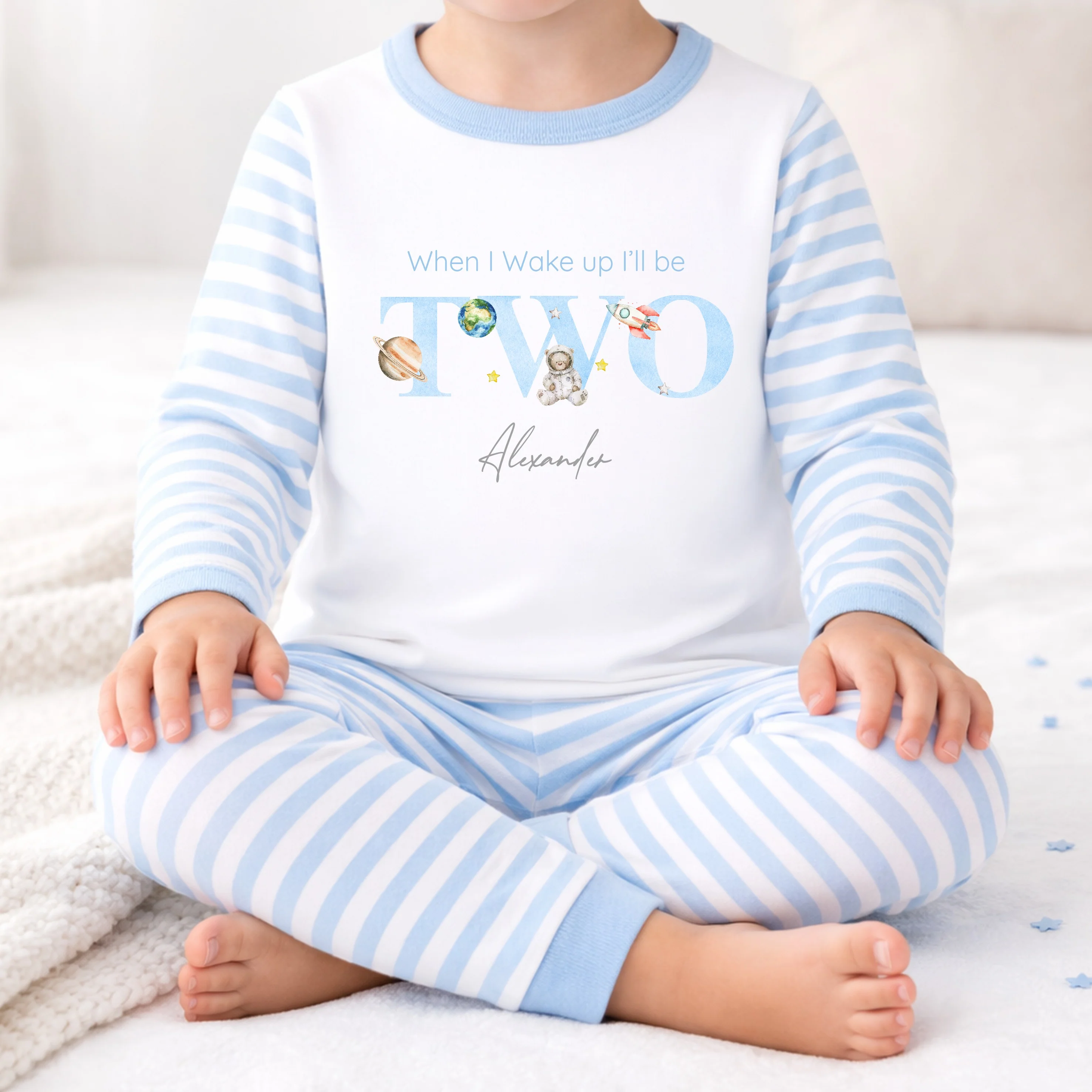 Personalised Blue Spaceman Second Birthday Pyjamas - Image 3