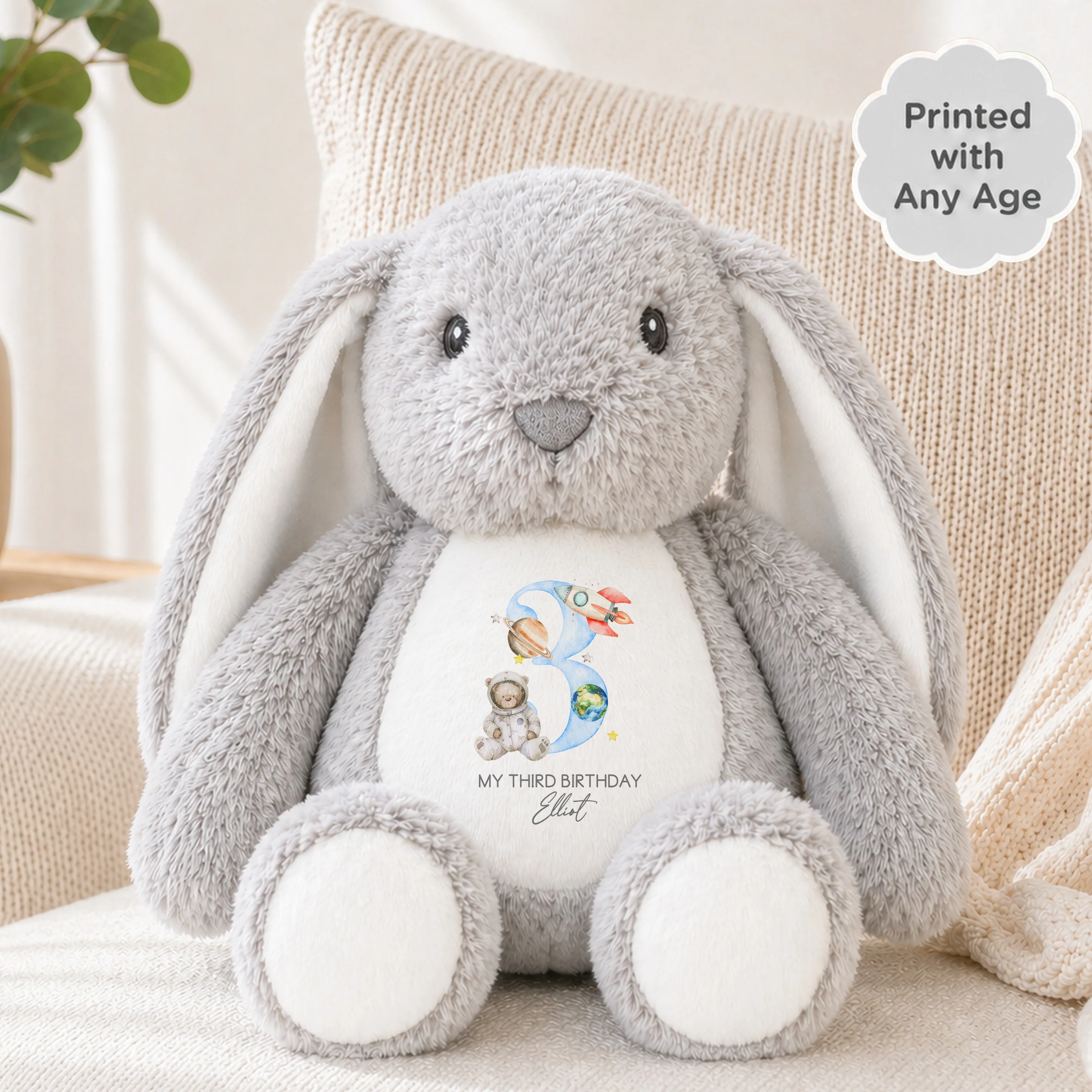 Personalised Blue Spaceman Any Age Birthday Rabbit - Image 3