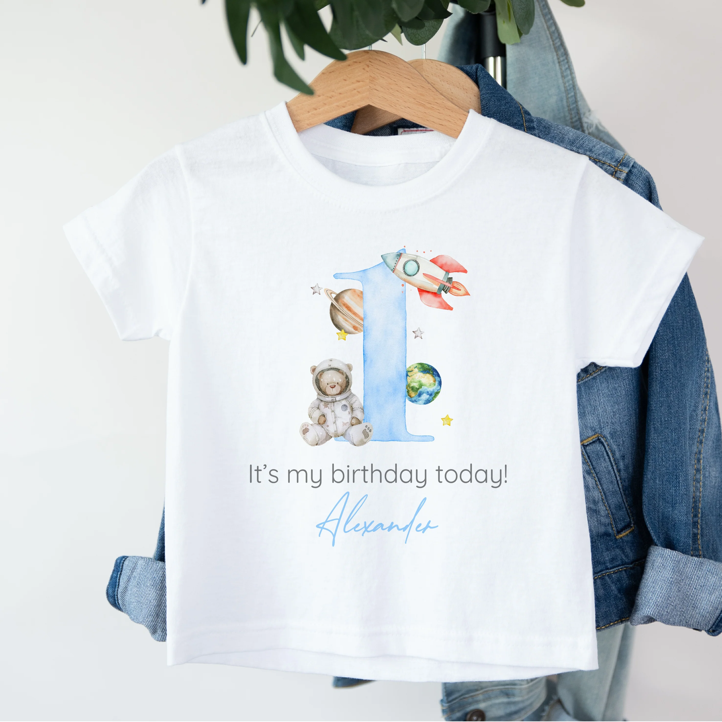 Personalised Blue Spaceman Any Age Birthday T-shirt - Image 3