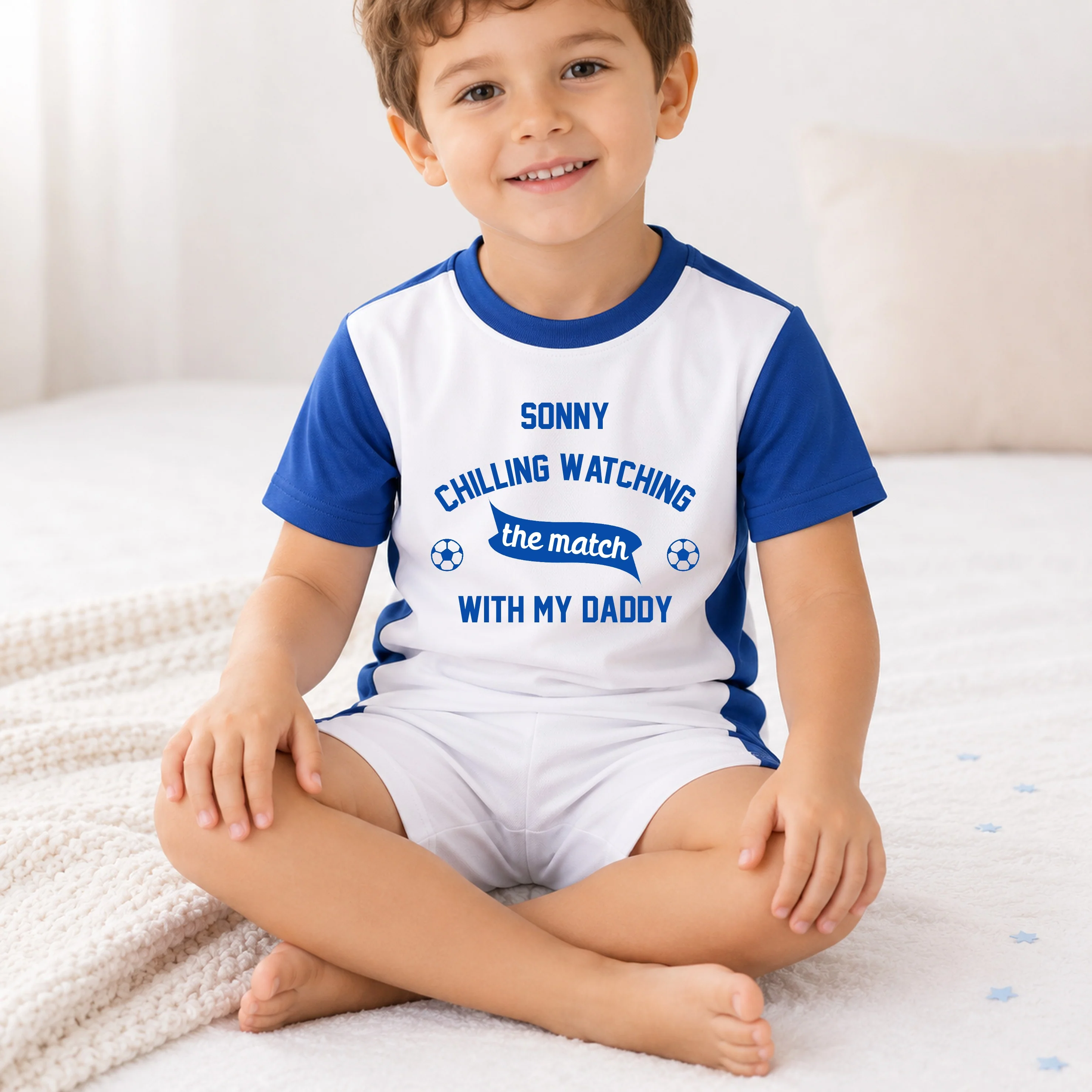 Personalised Blue Watching The Match With My Daddy Football Set - Image 3