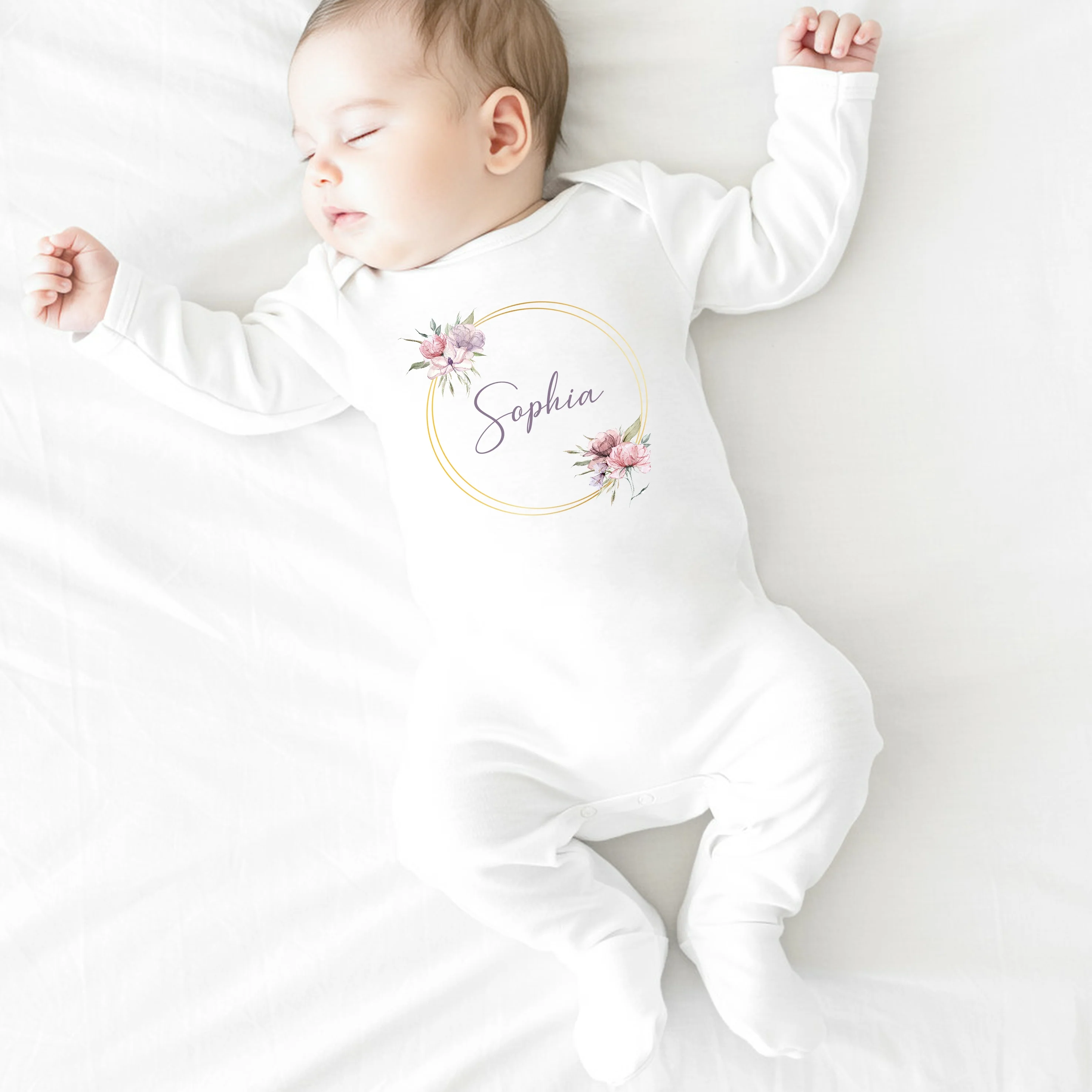 Personalised Boho Wreath Babygrow/Vest - Image 2