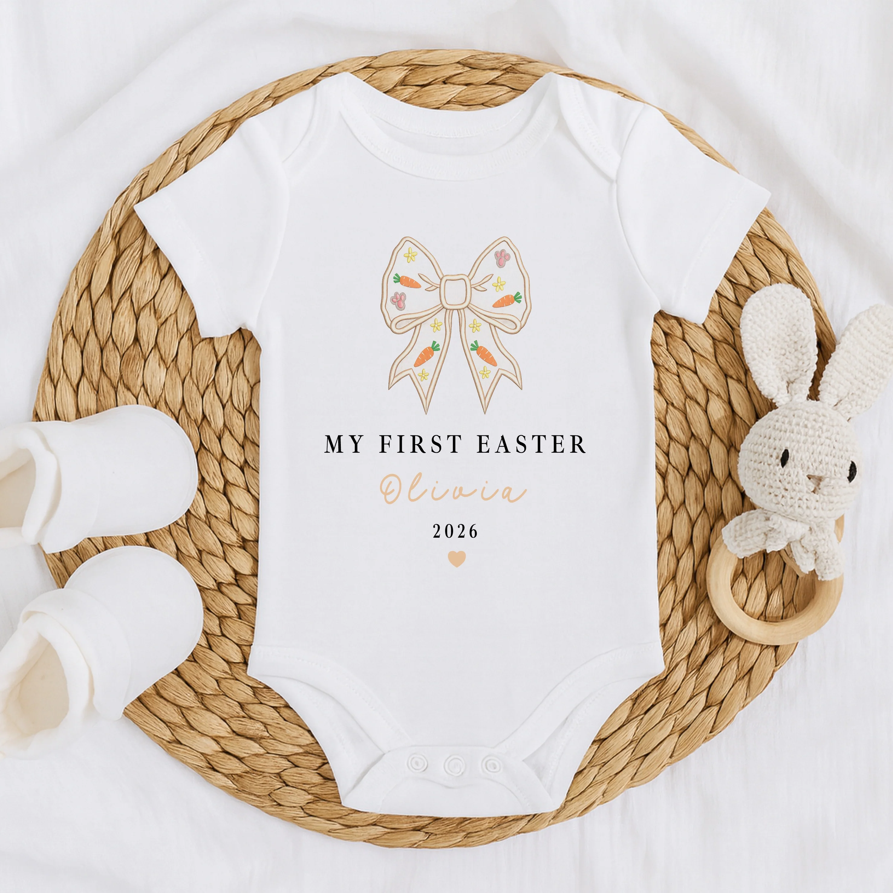 Personalised Bow My First Easter Baby Grow, Vest or Bib - Image 5