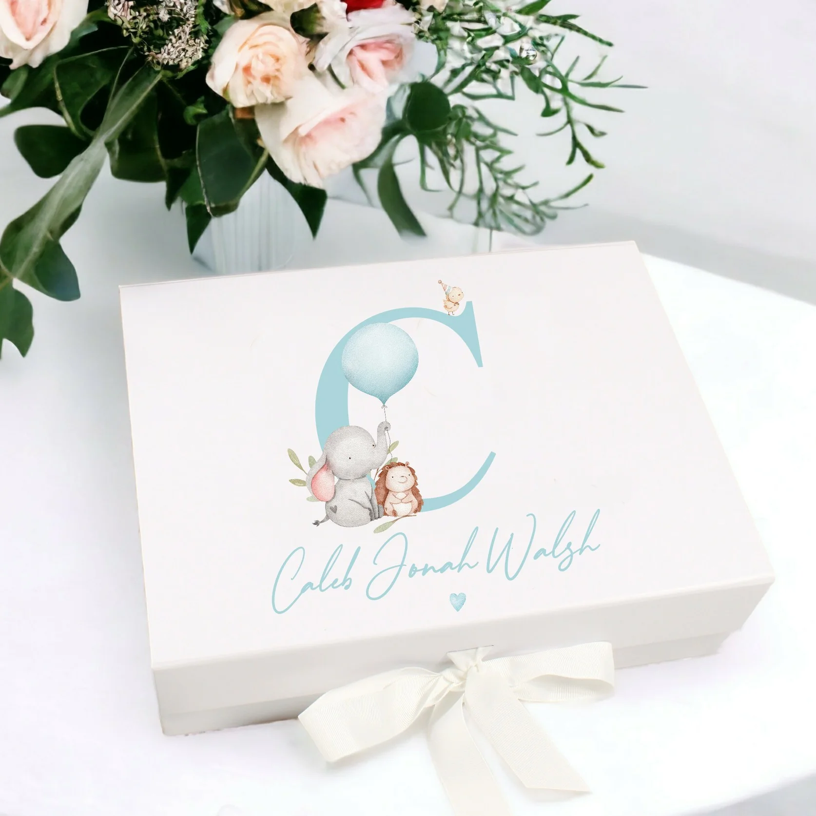 Personalised Boy Baby Animals Baby Gift Box