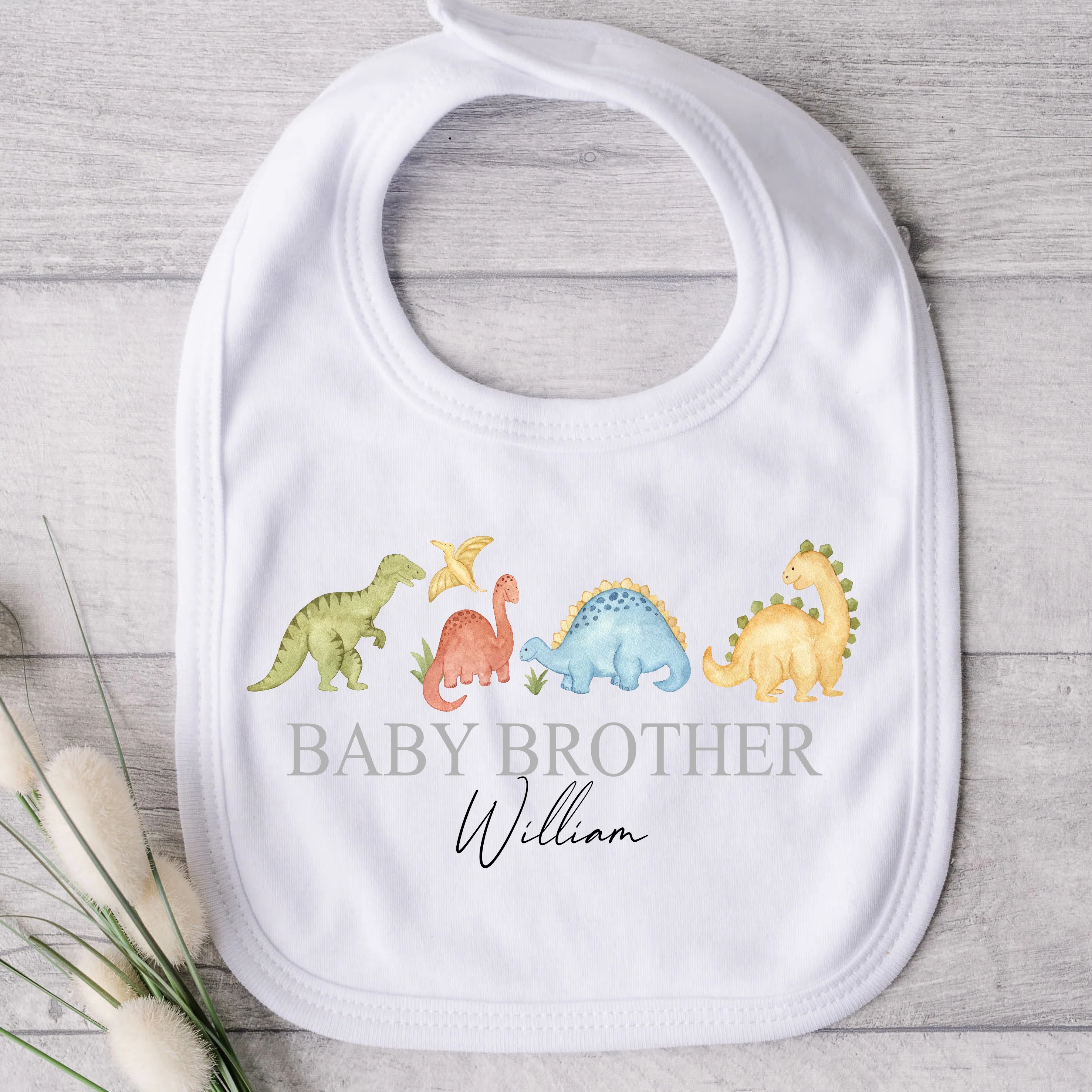 Personalised Boys Little Dino Sibling Matching T-shirt/Vest/Bib - Image 3