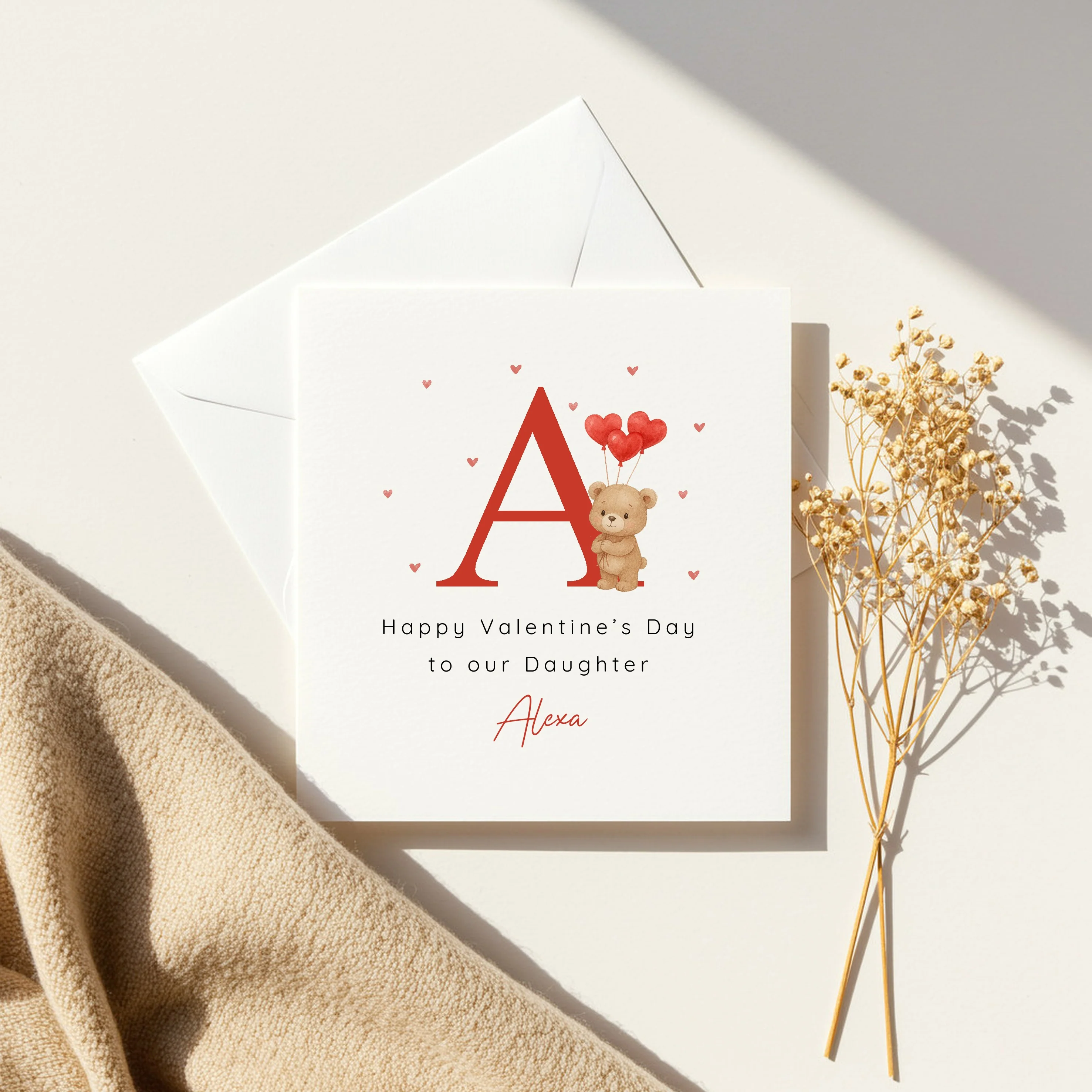Personalised Brown Bear Initial Happy Valentine's Day Card - Image 3