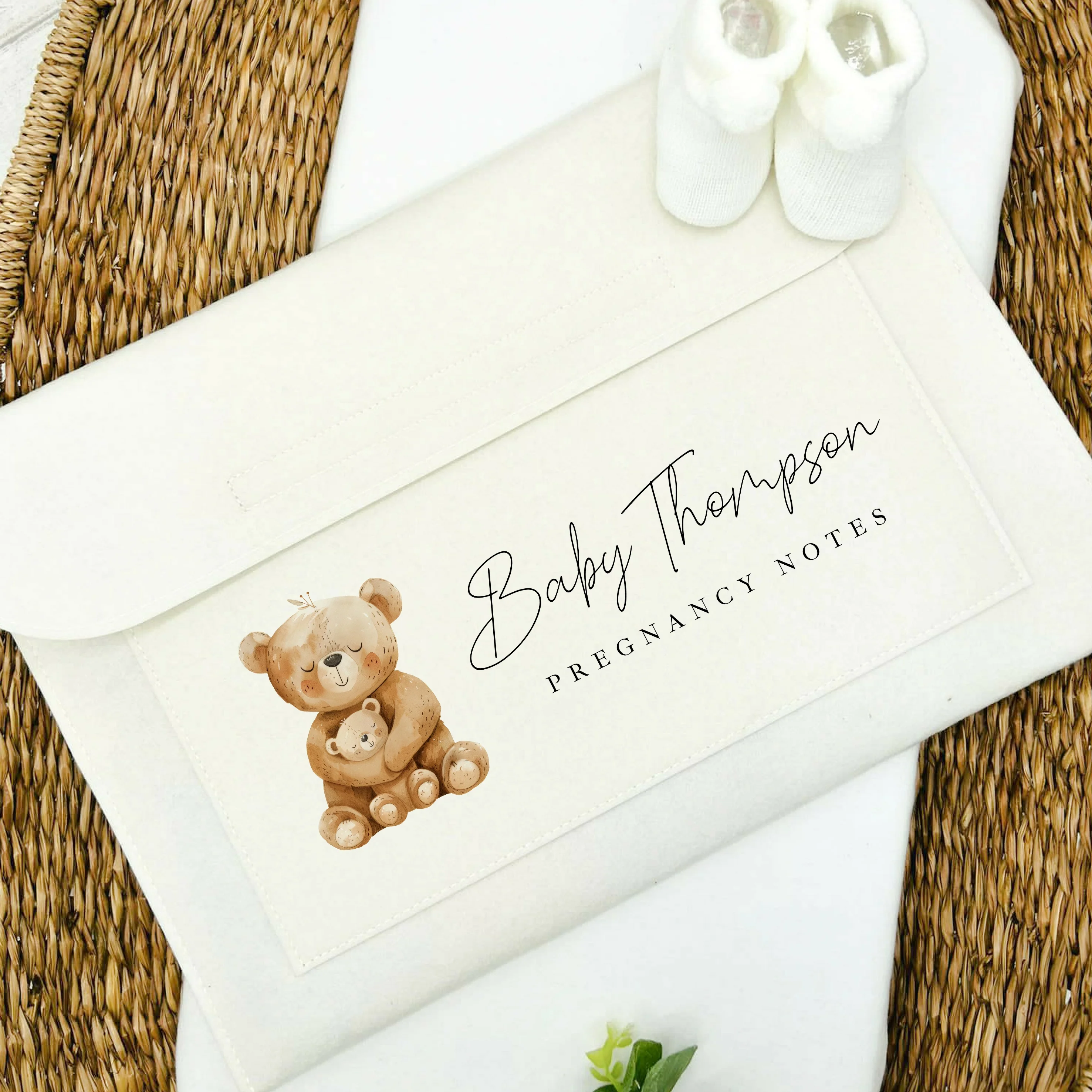 Personalised Brown Bears Baby Maternity/Pregnancy Notes Folder - Image 3