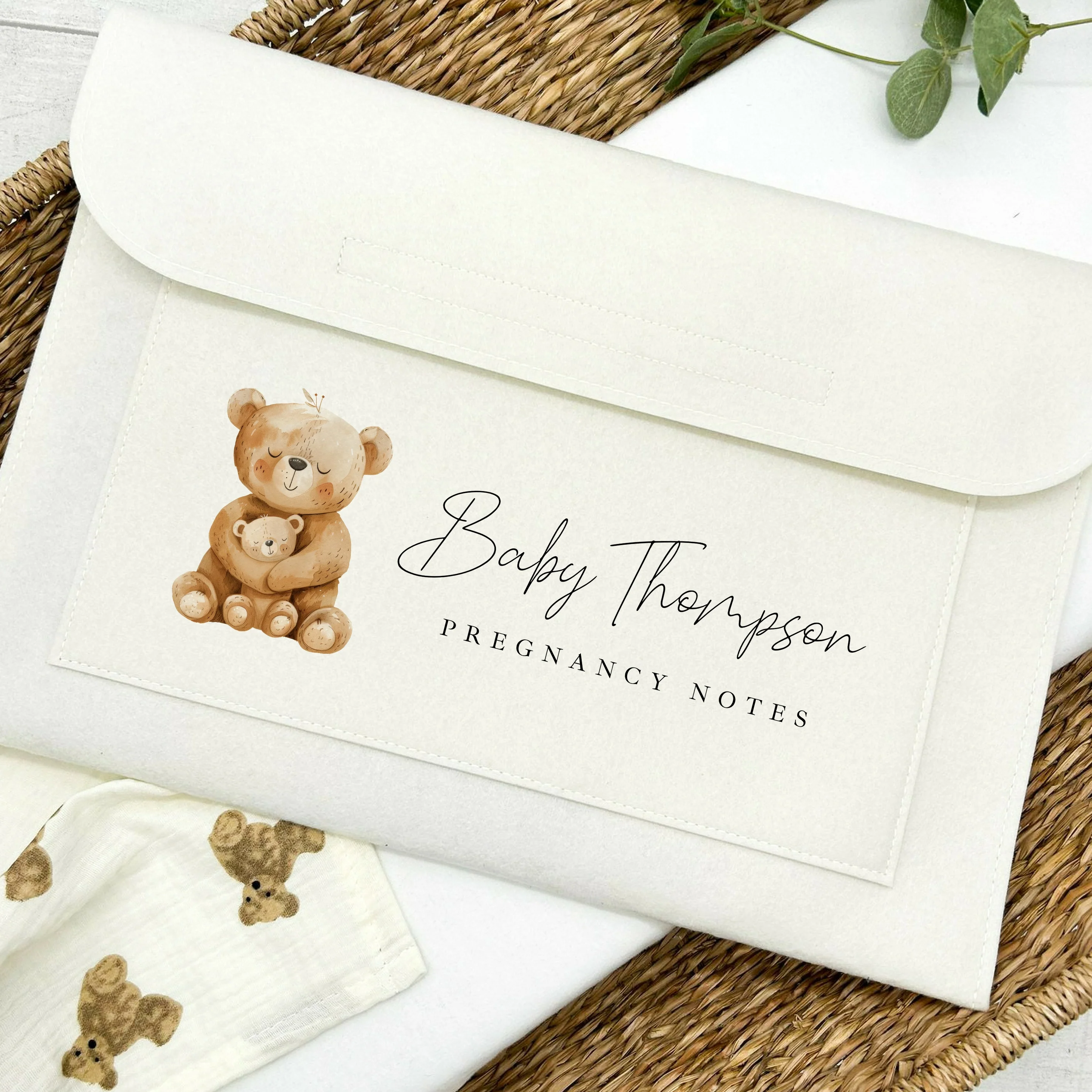 Personalised Brown Bears Baby Maternity/Pregnancy Notes Folder - Image 4