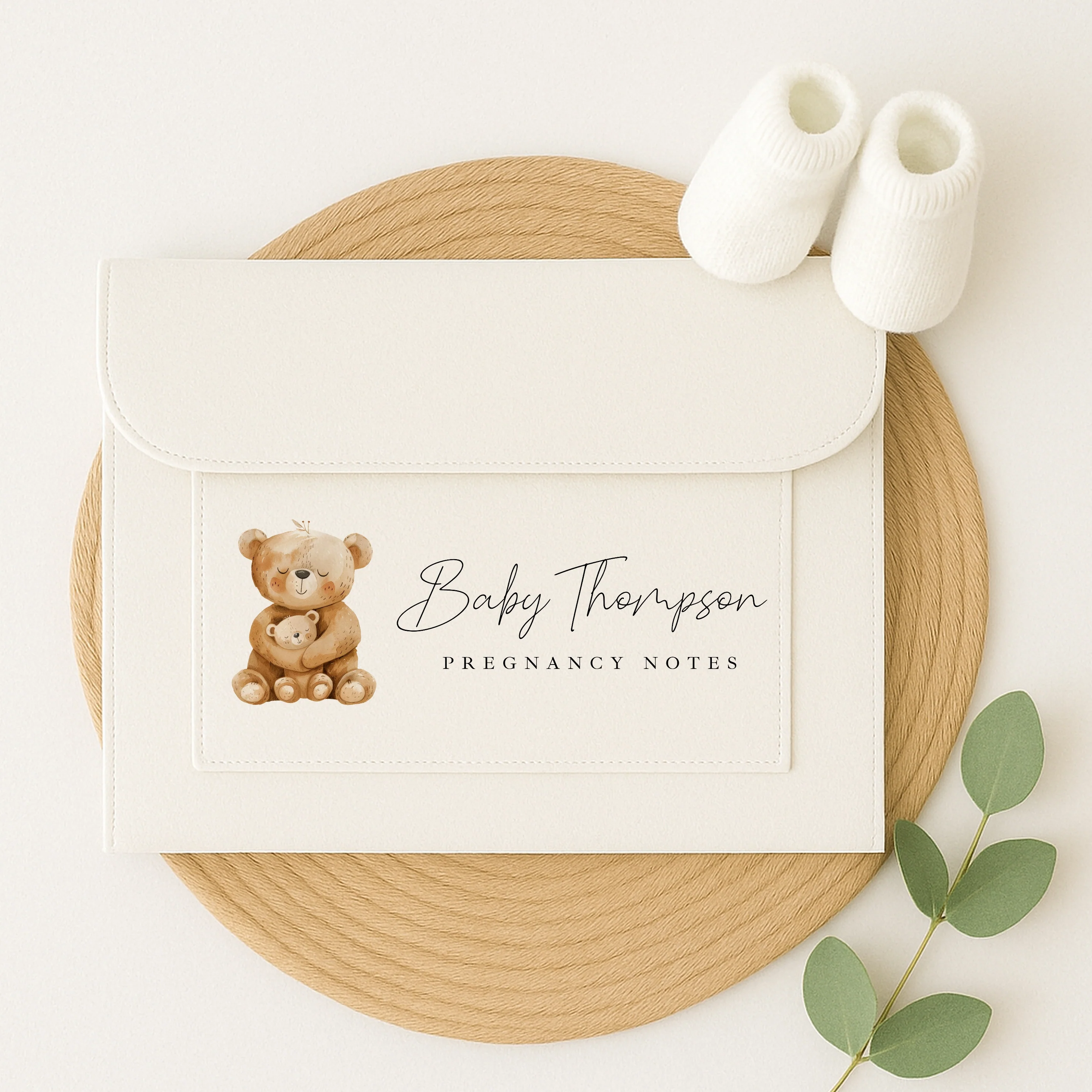 Personalised Brown Bears Baby Maternity/Pregnancy Notes Folder - Image 5