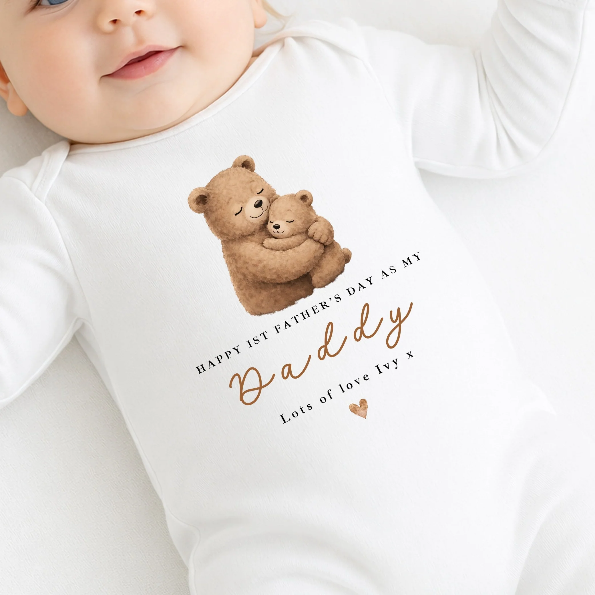 Personalised Brown Bears Happy 1st Father's Day Baby Grow or Vest