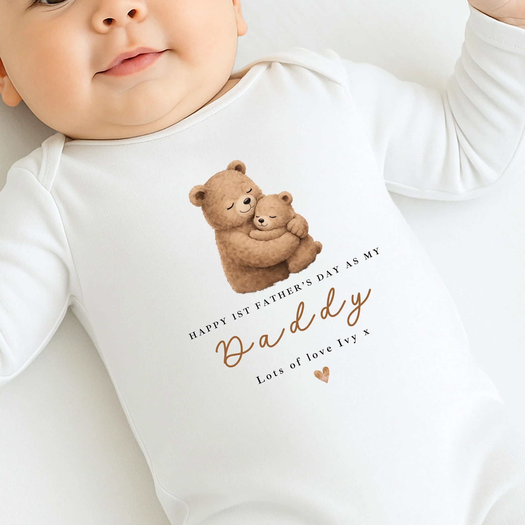Personalised Brown Bears Happy 1st Father's Day Baby Grow or Vest - Image 4