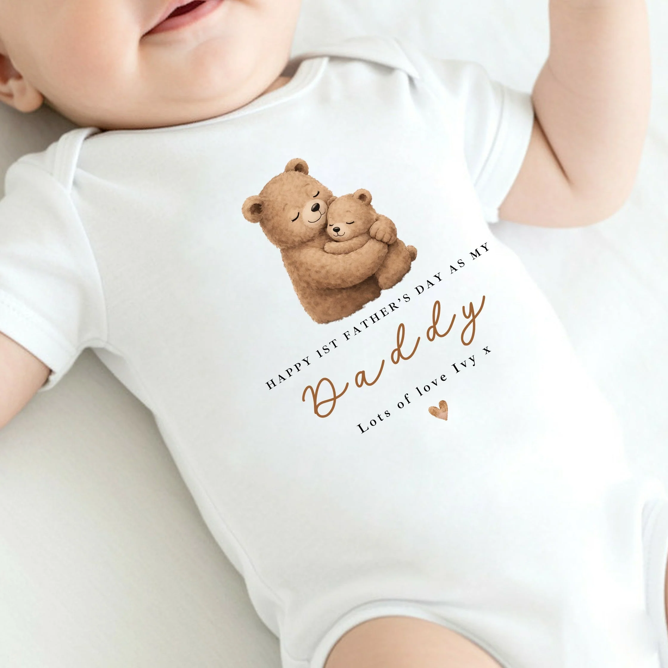 Personalised Brown Bears Happy 1st Father's Day Baby Grow or Vest - Image 6