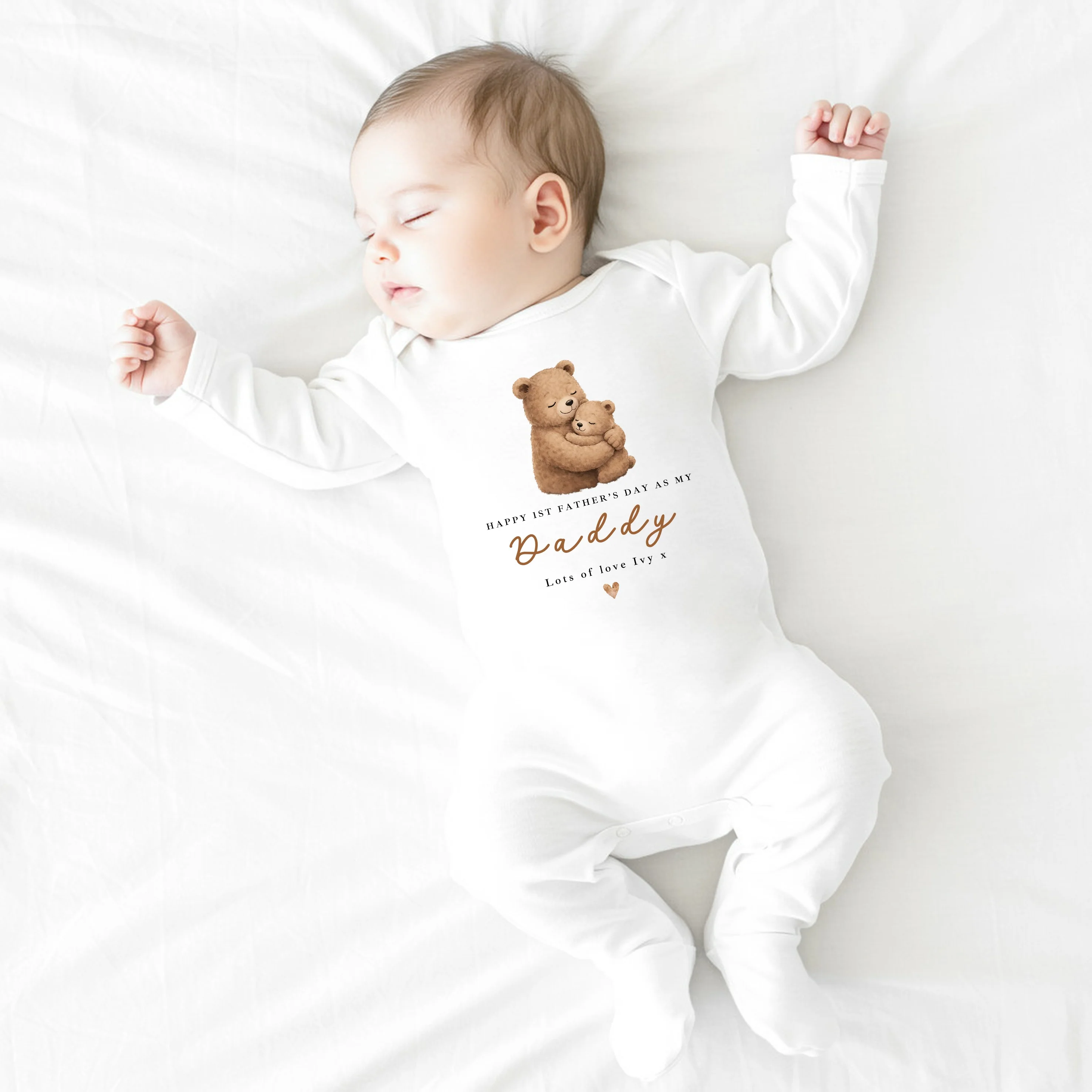 Personalised Brown Bears Happy 1st Father's Day Baby Grow or Vest - Image 7