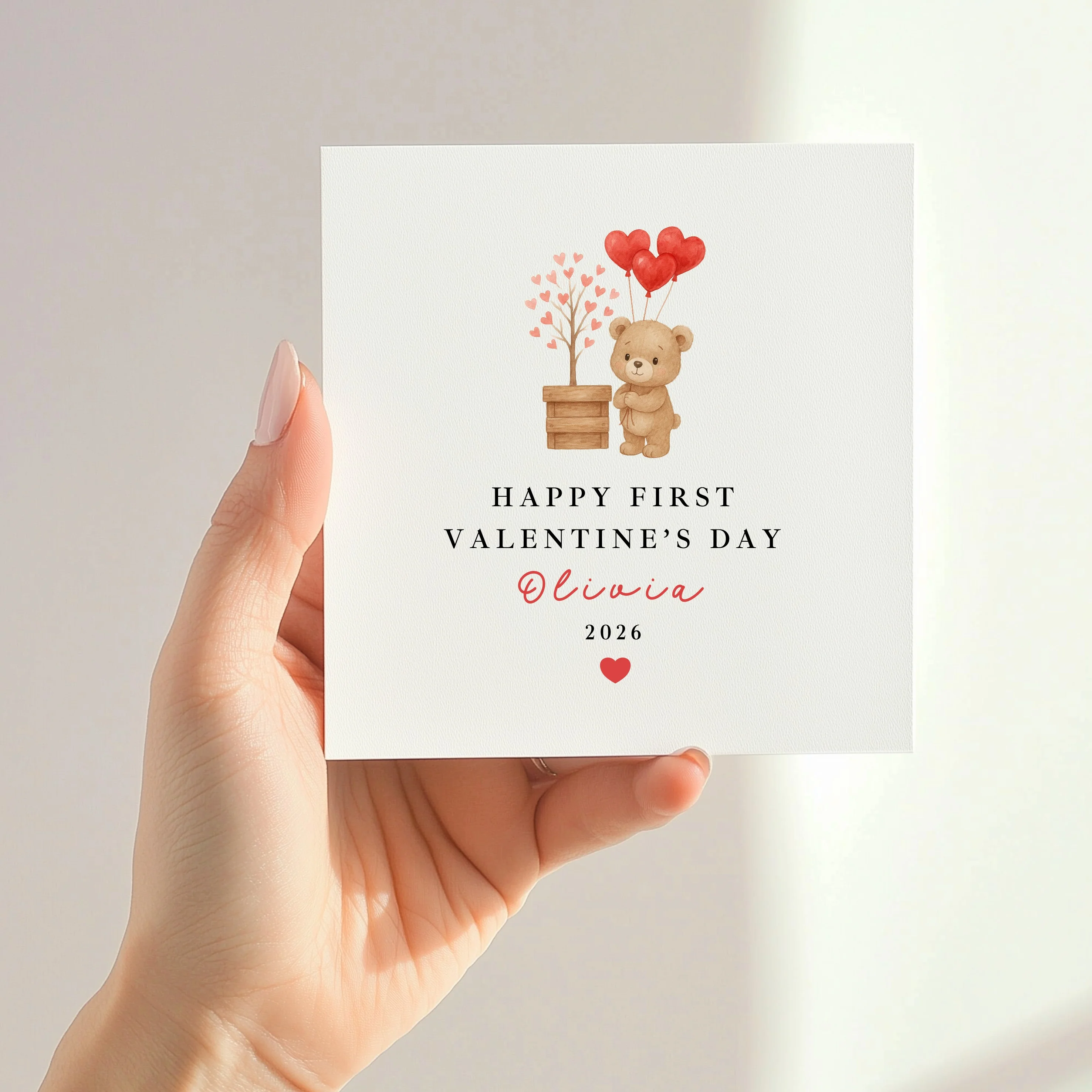 Personalised Brown Bears Happy First Valentine's Day Card - Image 3