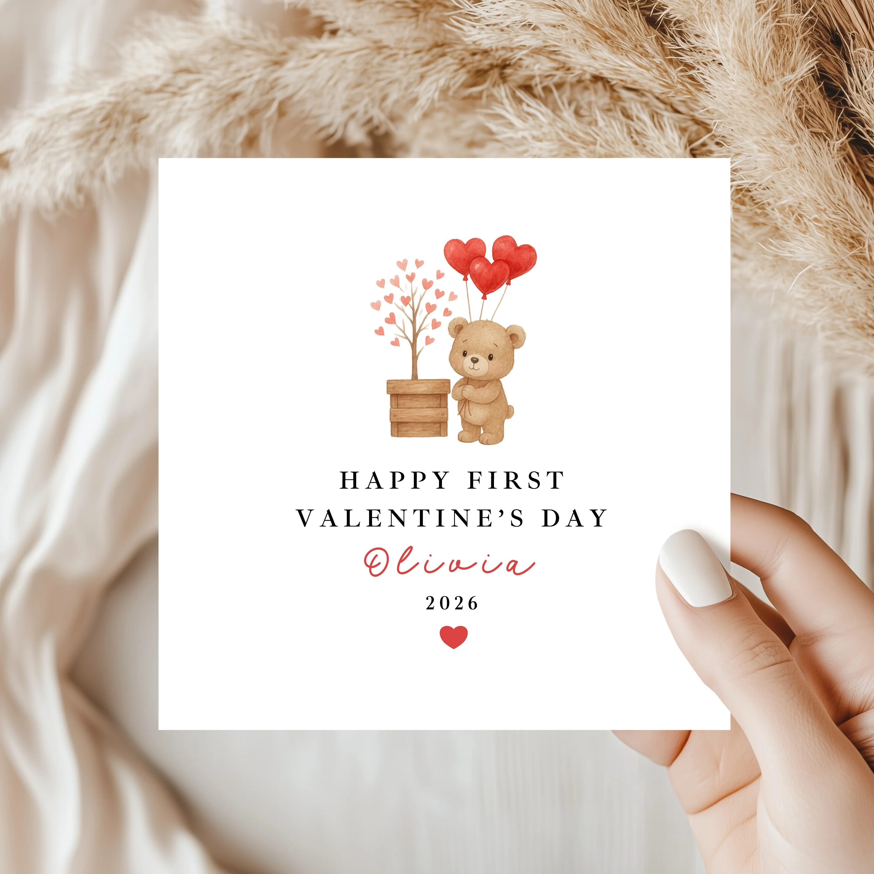 Personalised Brown Bears Happy First Valentine's Day Card - Image 6