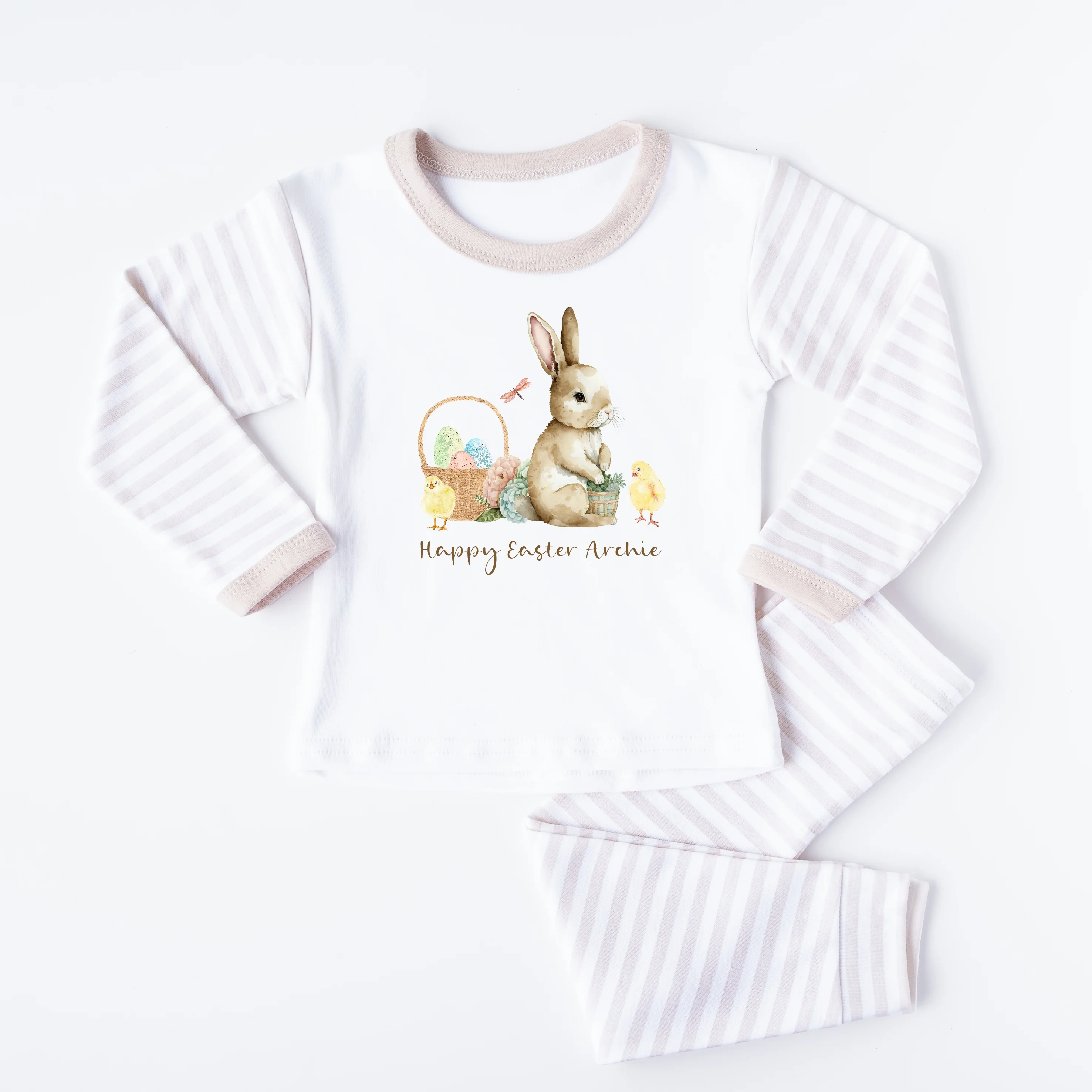 Personalised Brown Bunny Happy Easter Pyjamas - Image 3