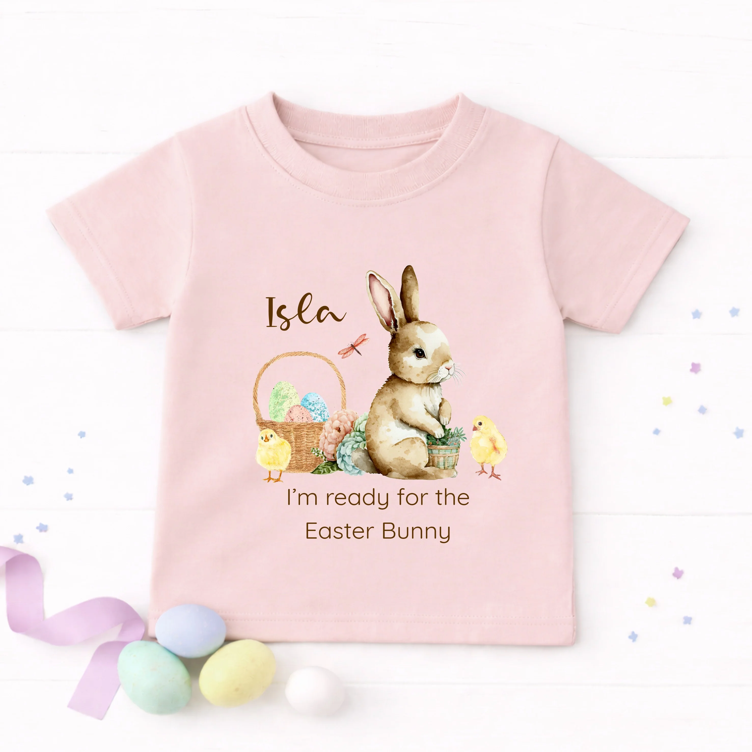 Personalised Brown Bunny Ready for the Easter Bunny T-shirt - Image 3