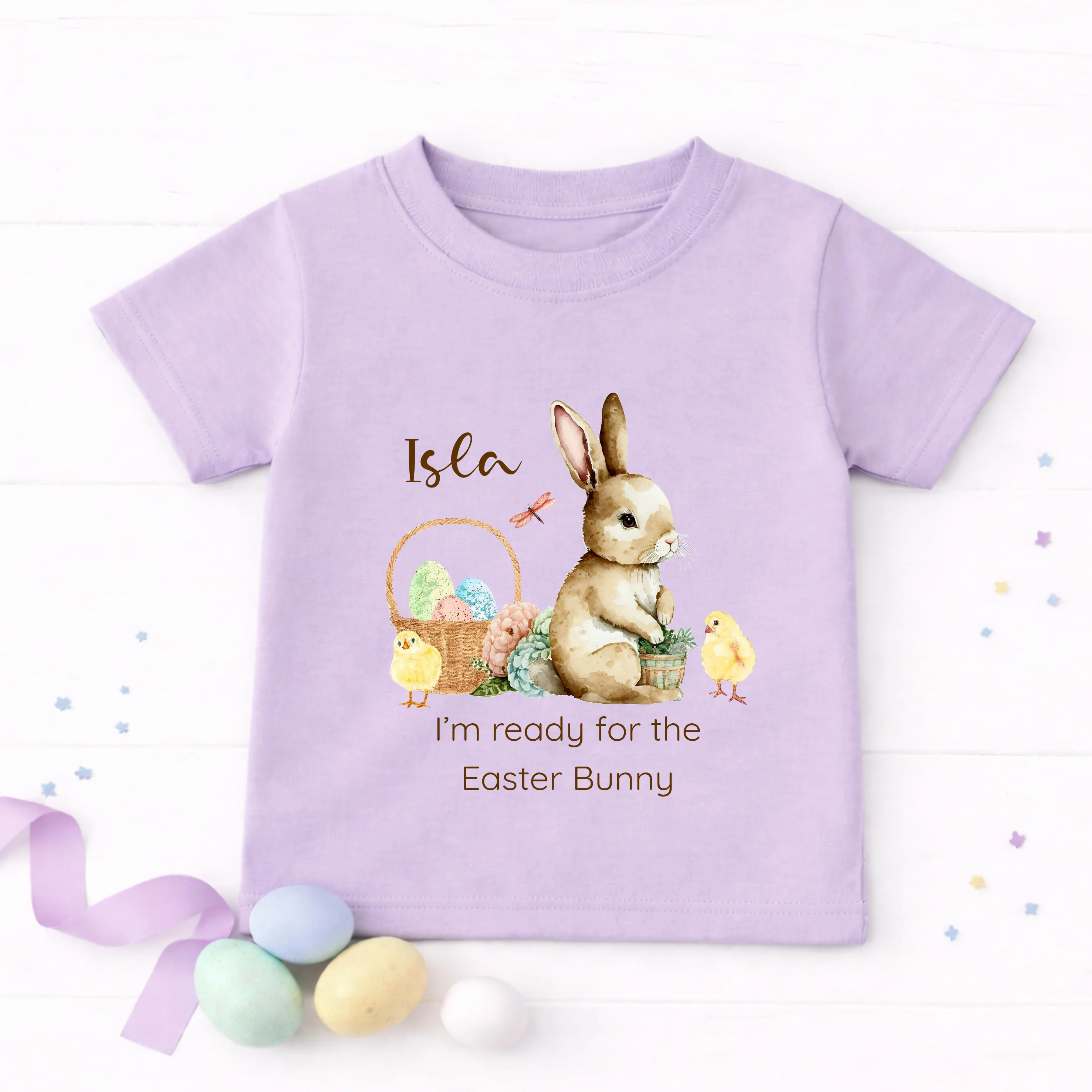 Personalised Brown Bunny Ready for the Easter Bunny T-shirt - Image 4