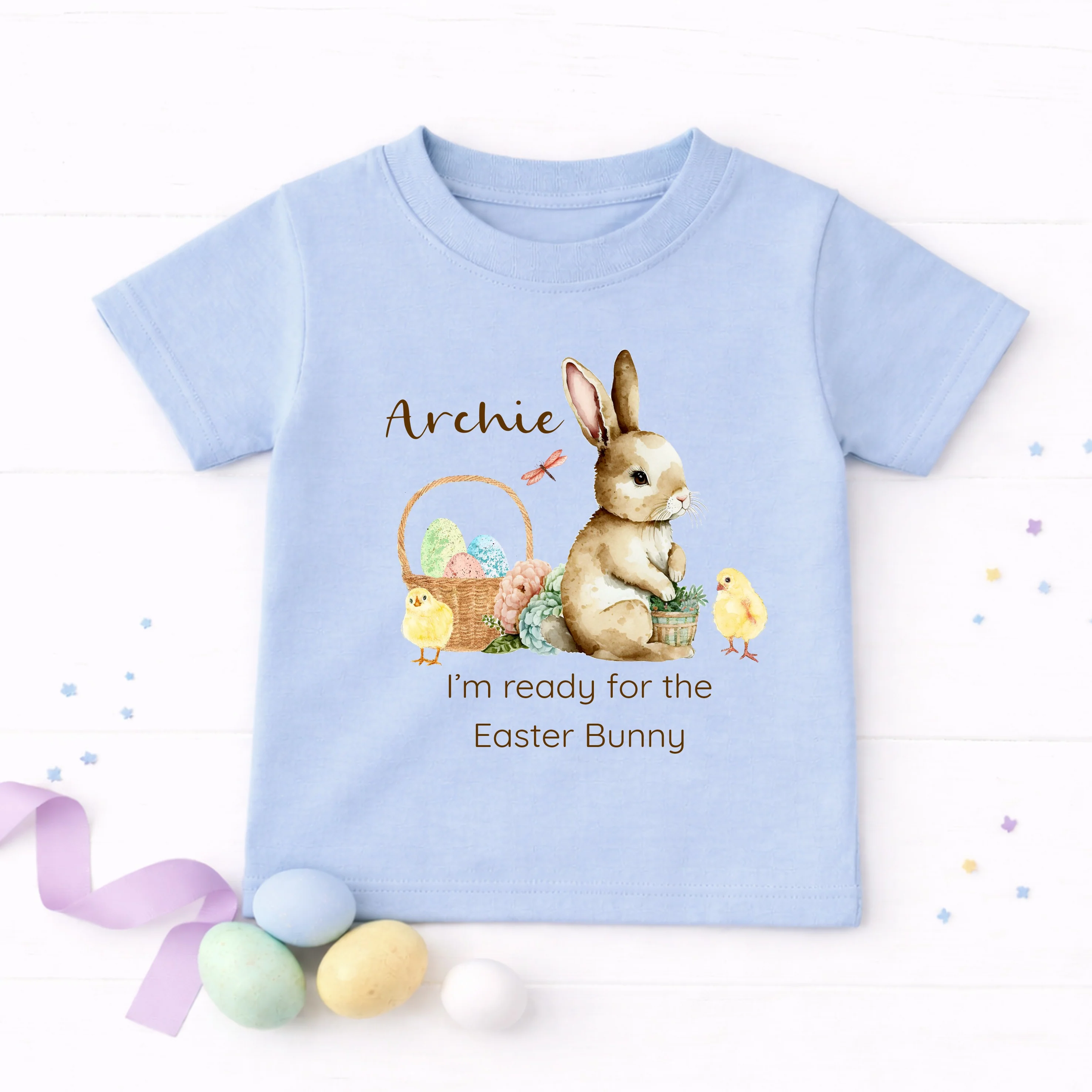 Personalised Brown Bunny Ready for the Easter Bunny T-shirt - Image 5