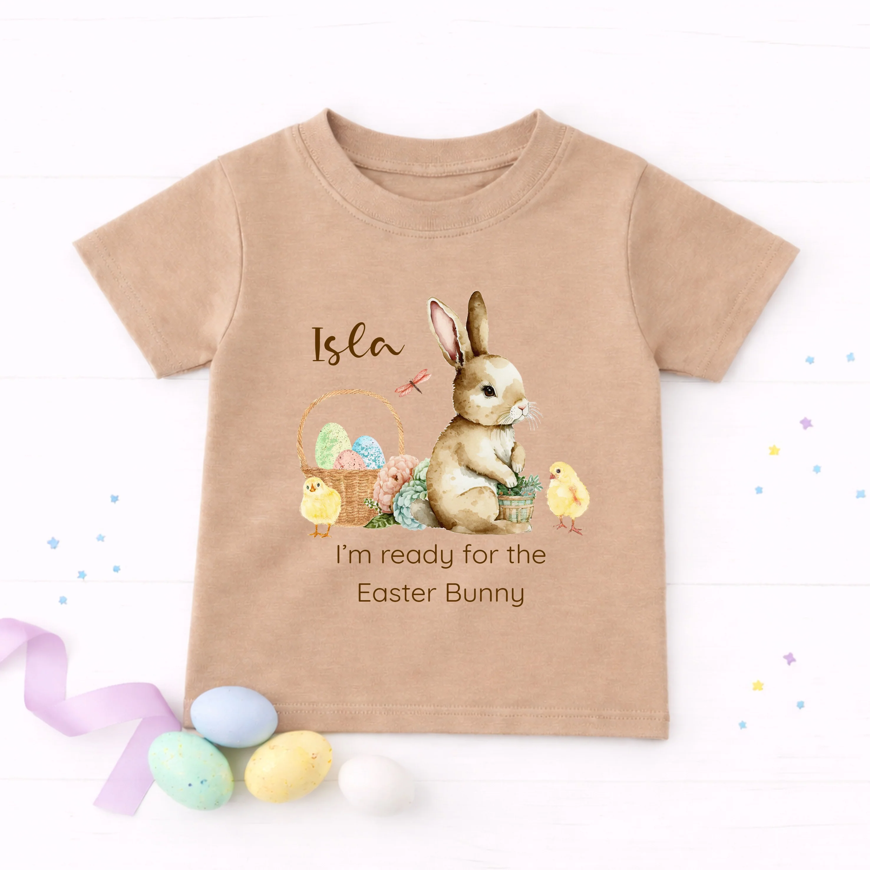 Personalised Brown Bunny Ready for the Easter Bunny T-shirt - Image 6