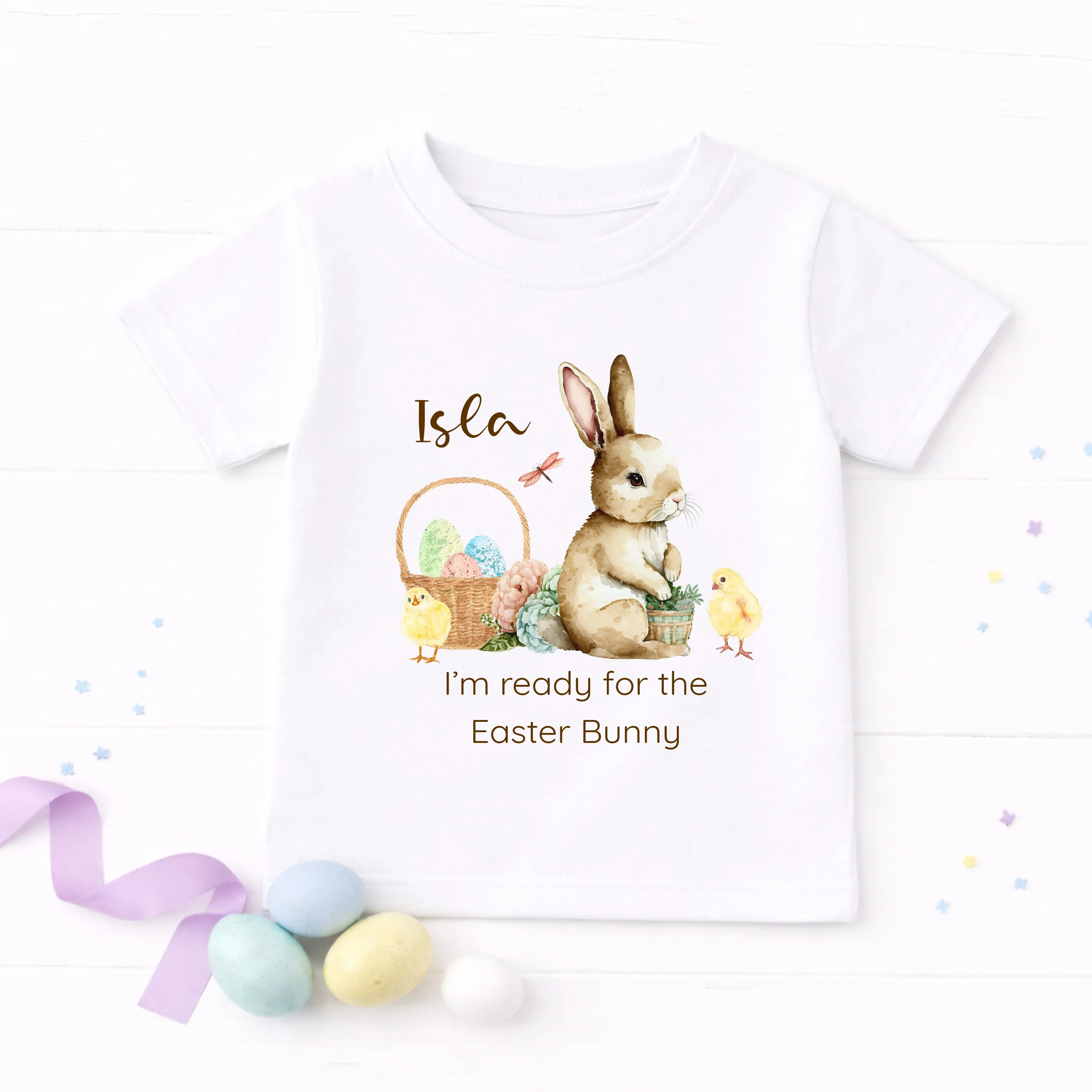 Personalised Brown Bunny Ready for the Easter Bunny T-shirt - Image 7