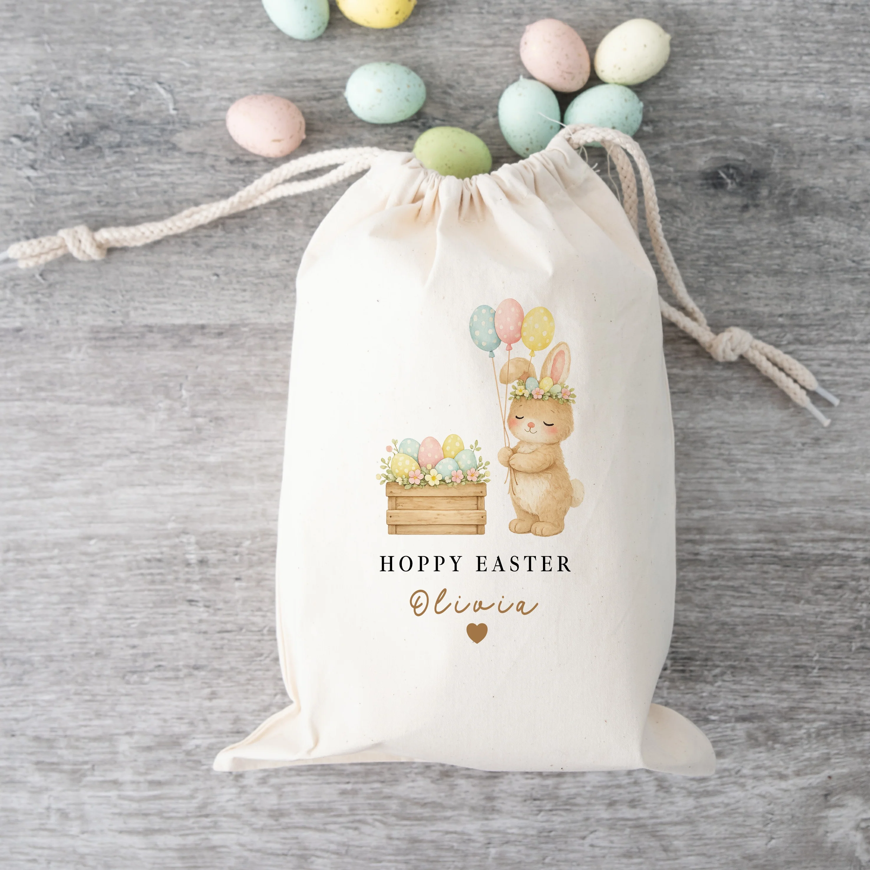 Personalised Bunny Balloon Hoppy Easter Treat Bag - Image 2