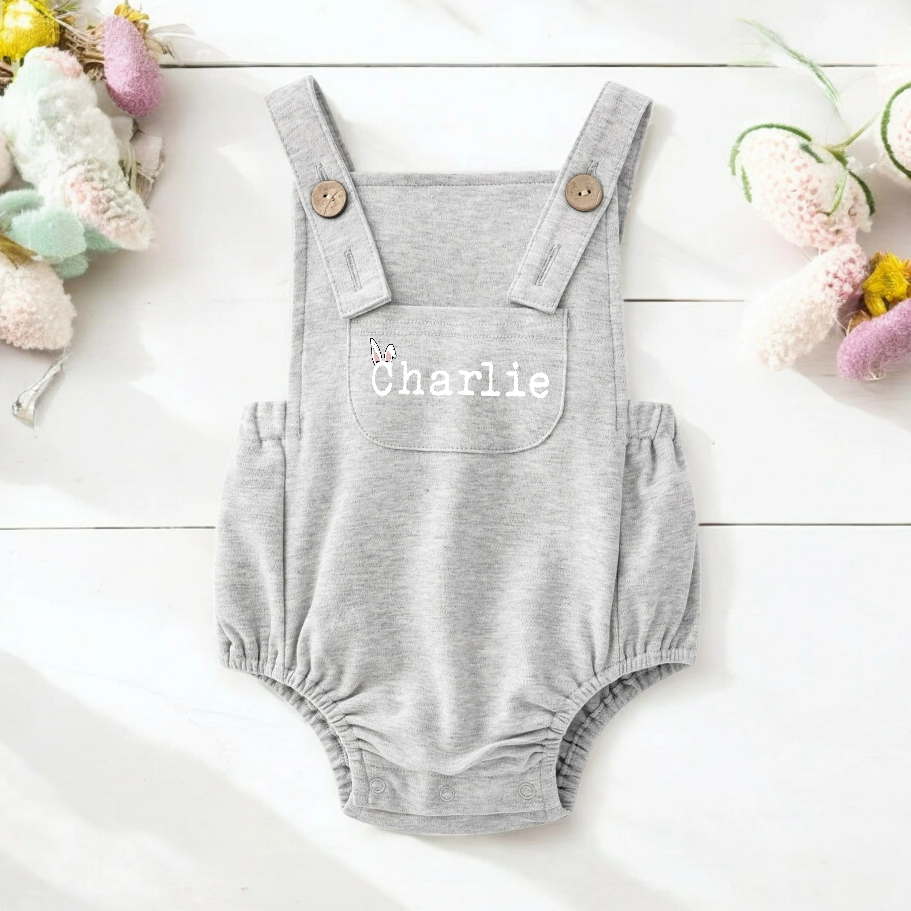 Personalised Bunny Ears Easter Dungarees - Image 3