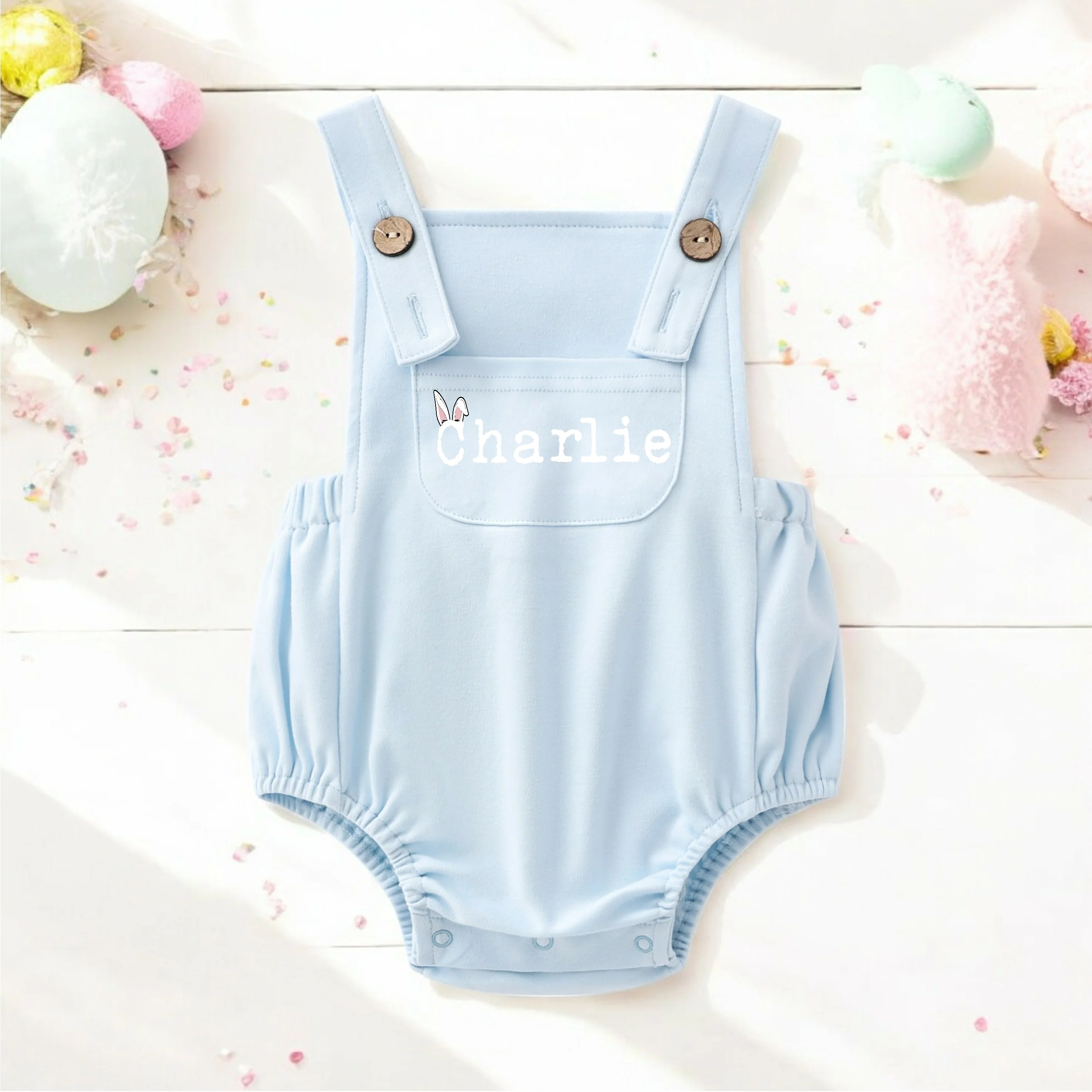 Personalised Bunny Ears Easter Dungarees - Image 4
