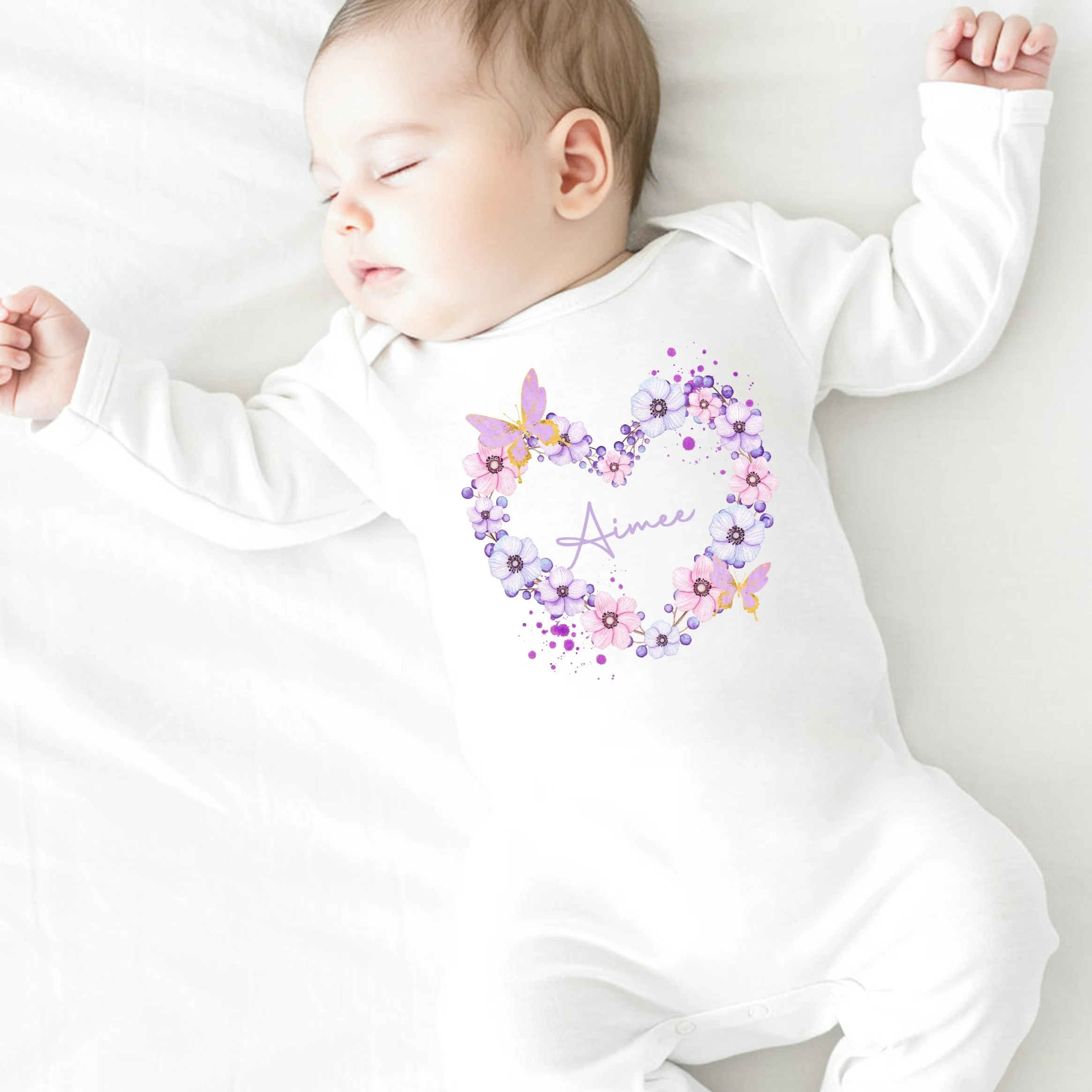 Personalised Butterfly Wreath Babygrow/Vest - Image 2