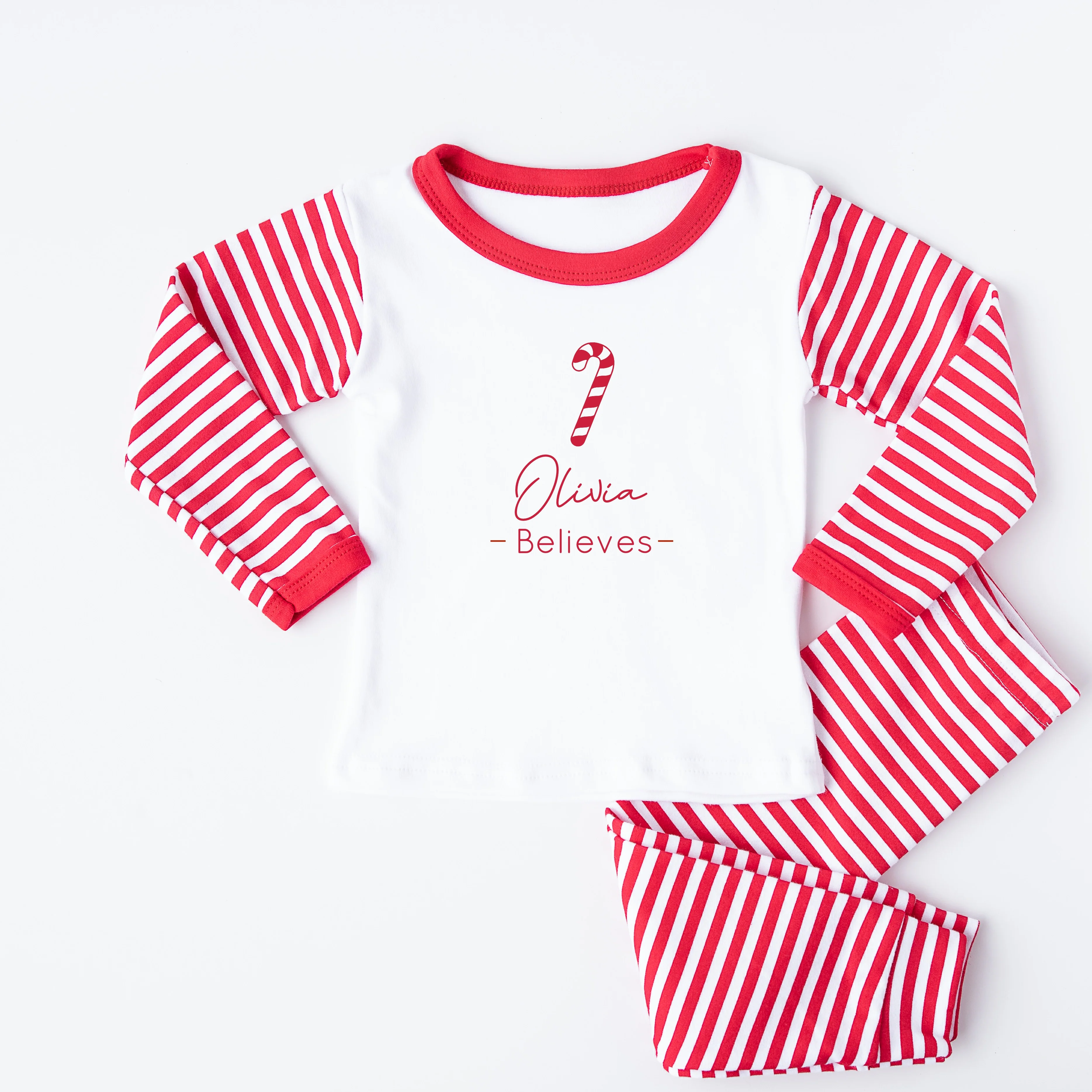 Personalised Candy Cane Sibling Matching Babygrow/Pyjamas - Image 2
