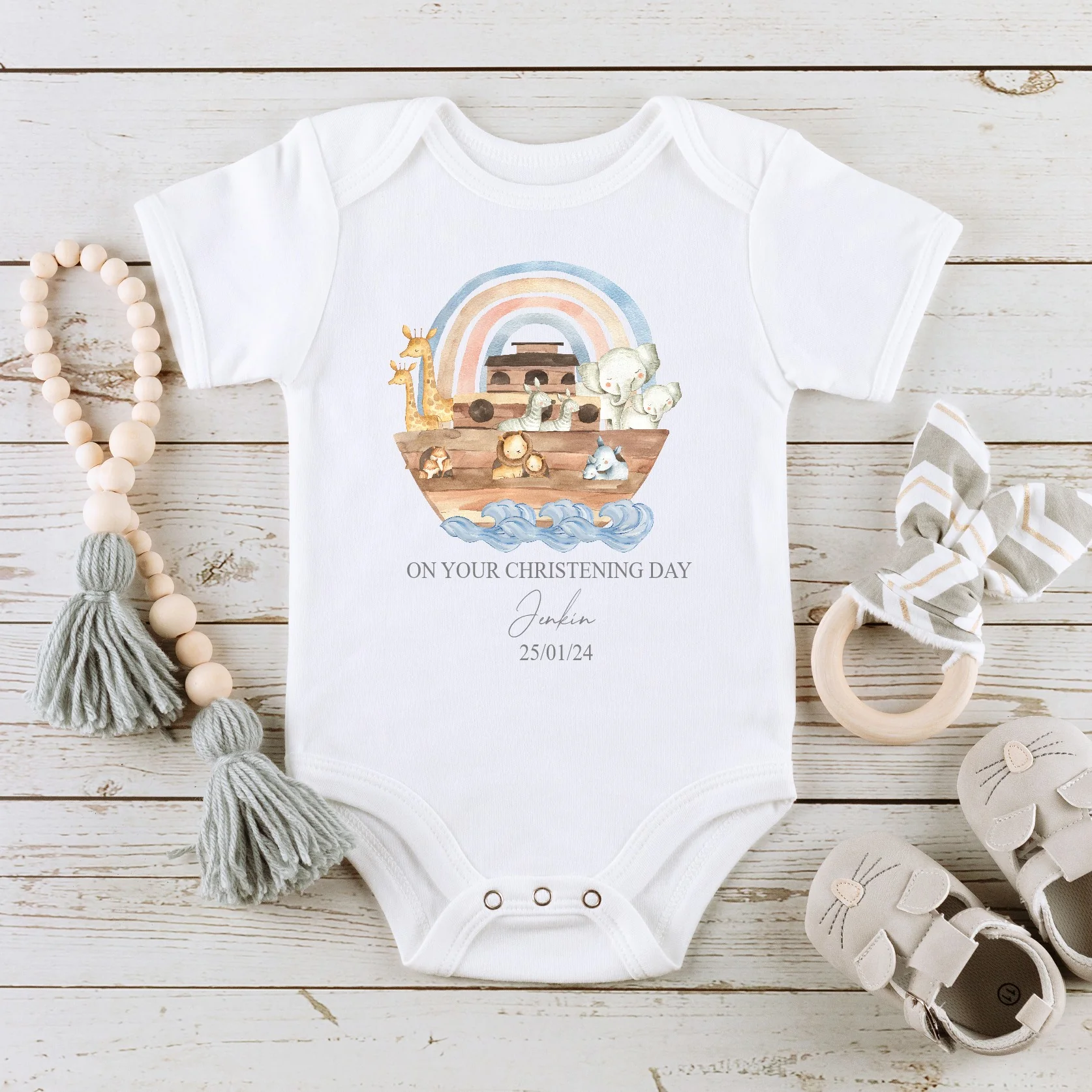 Personalised Christening Day Boat Babygrow/Vest - Image 2