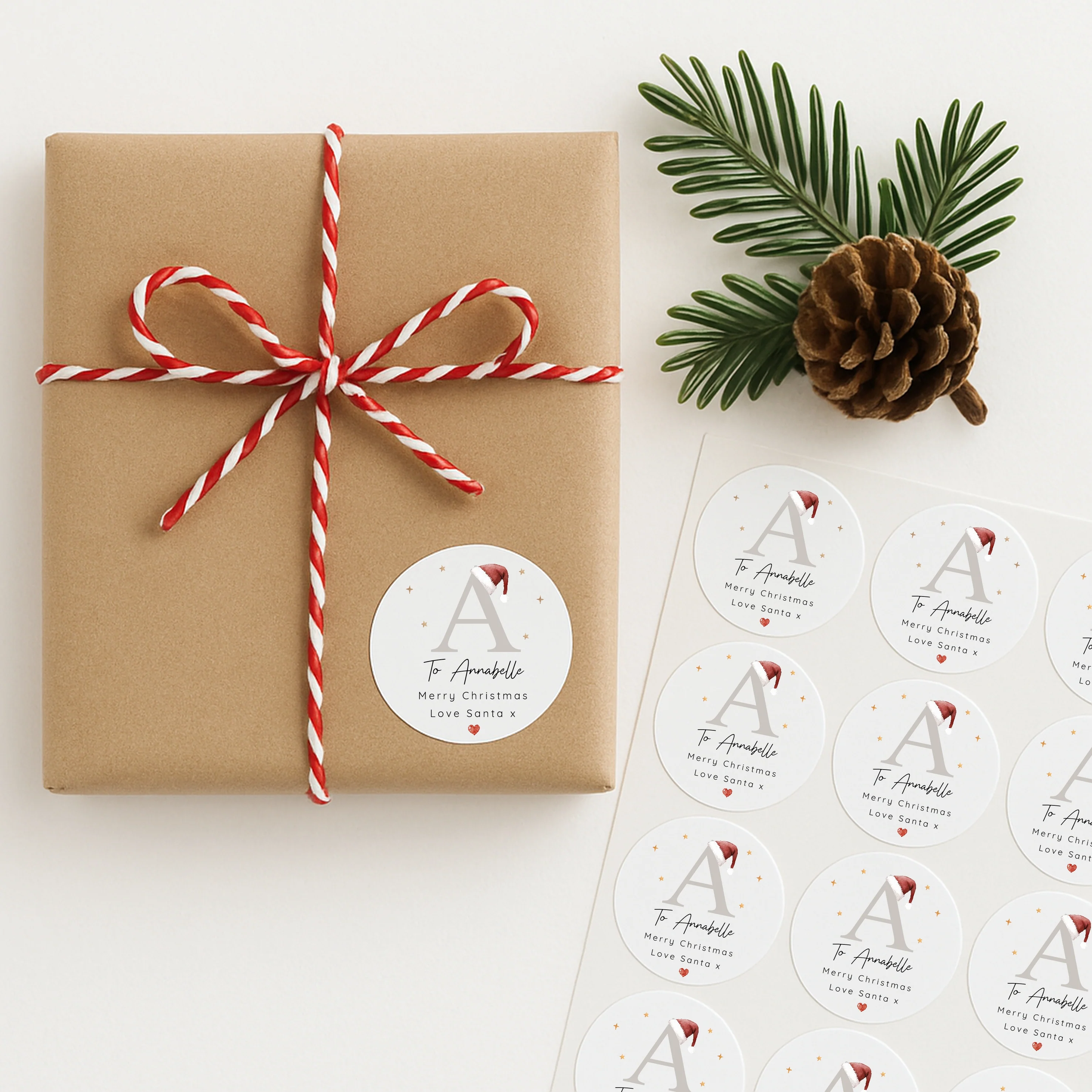 Personalised Christmas Beige Initial Stickers - Image 4