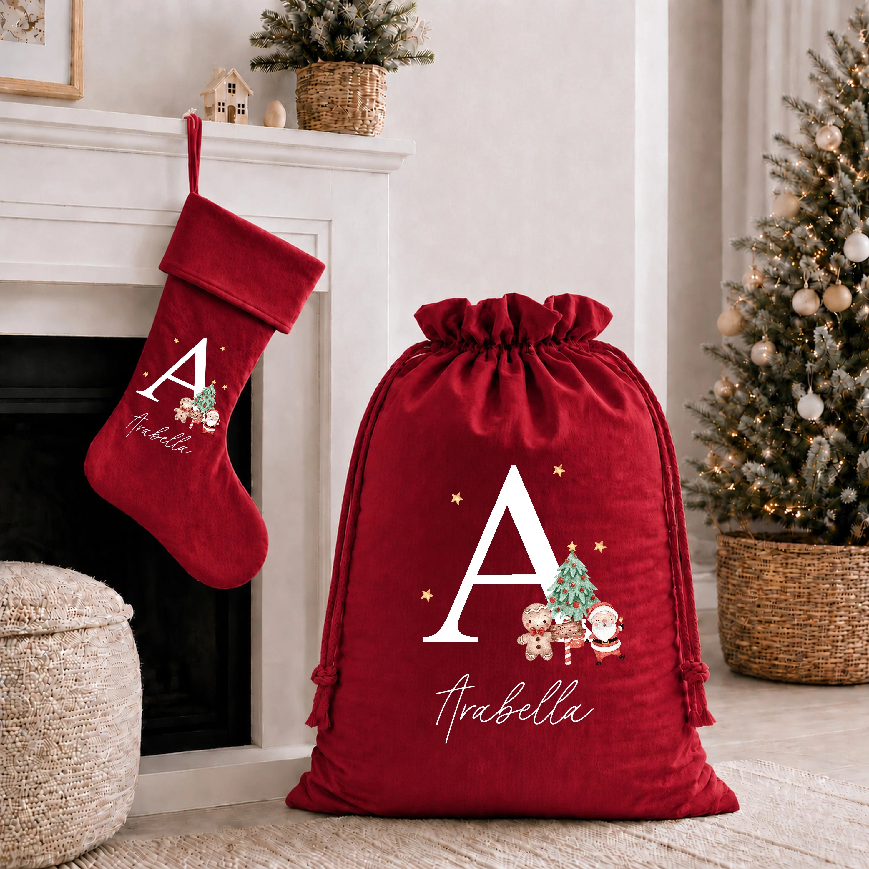 Personalised Christmas Initial Stocking or Santa Sack - Image 2