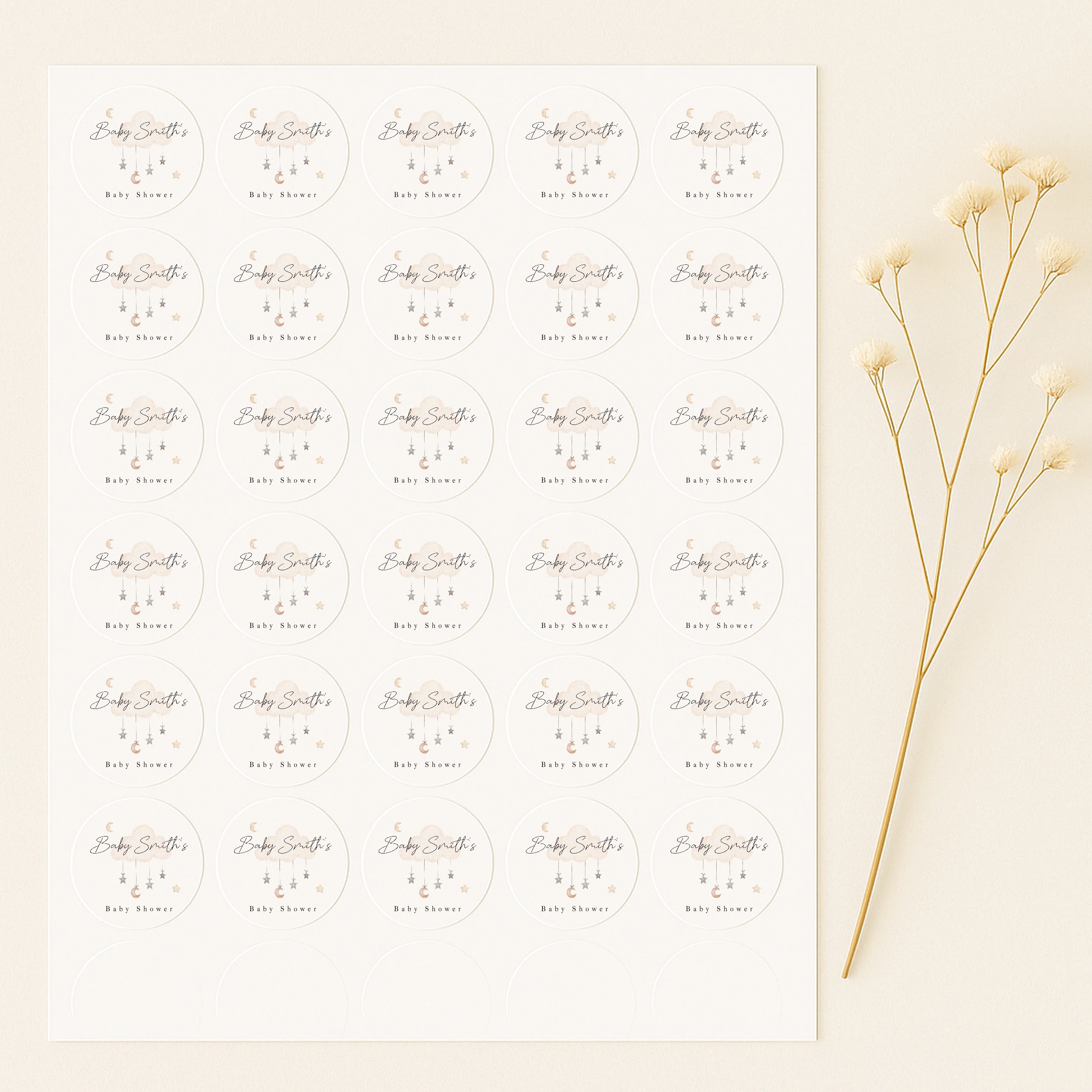 Personalised Clouds Baby Shower Stickers - Image 3