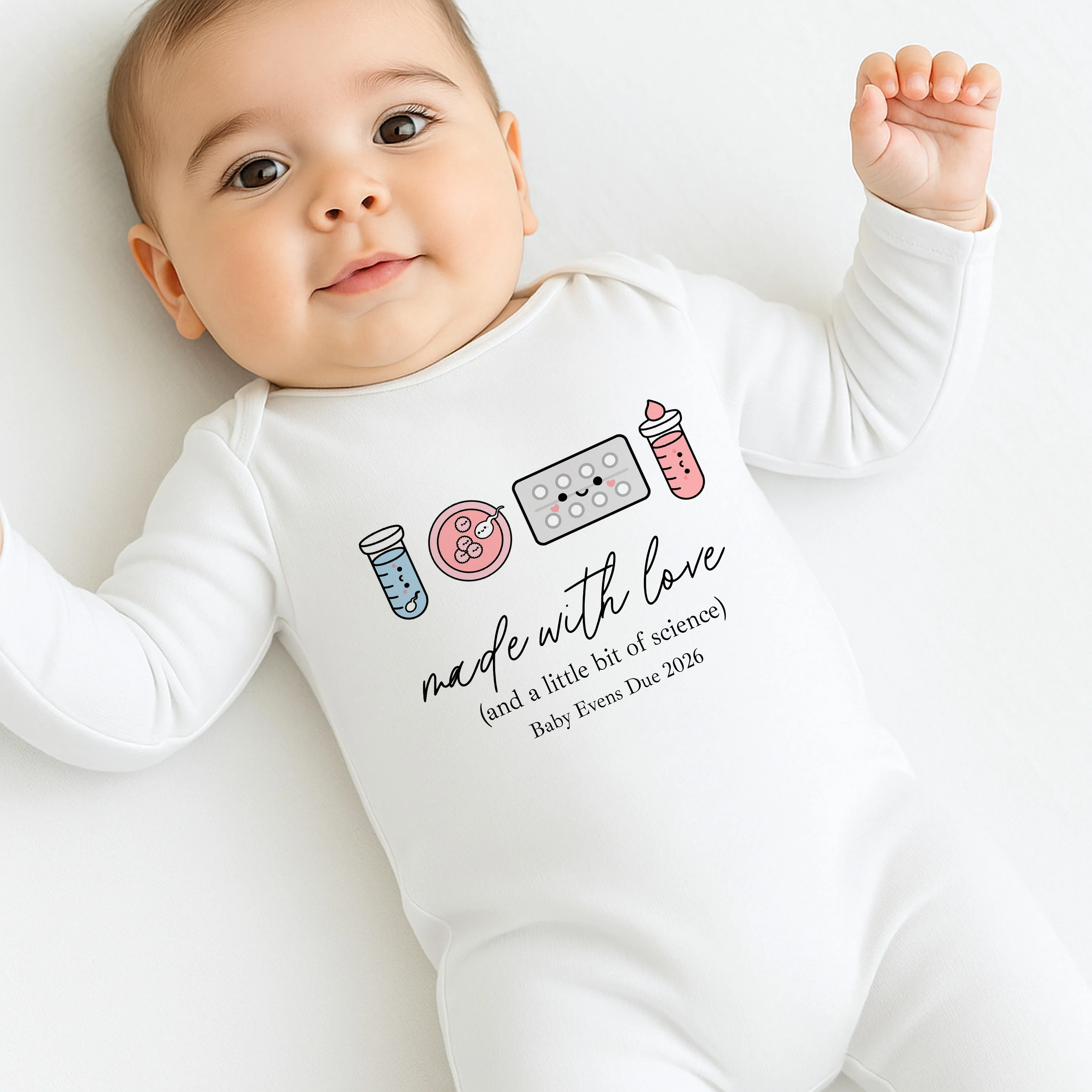 Personalised Colourful Made With Love And Science IVF Baby Announcement Vest - Image 2