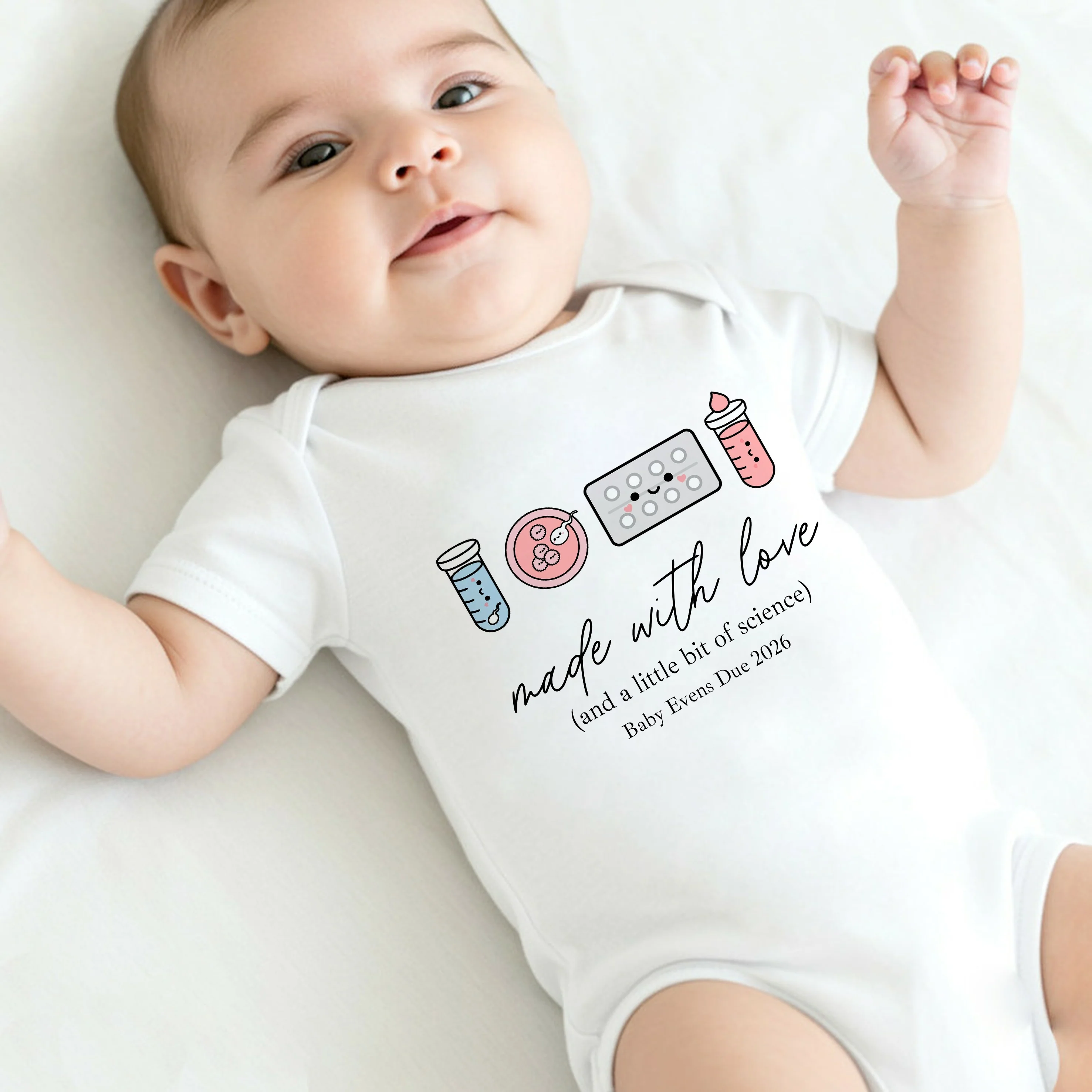 Personalised Colourful Made With Love And Science IVF Baby Announcement Vest - Image 4