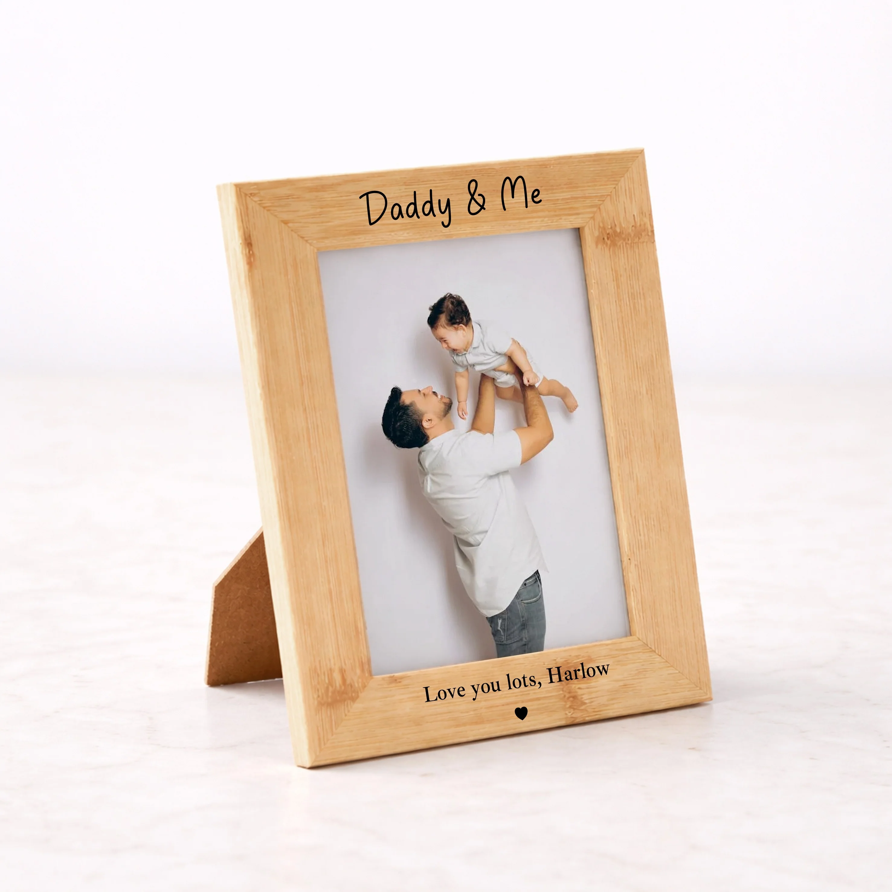 Personalised Daddy and Me Engraved Bamboo Photo Frame - Image 3