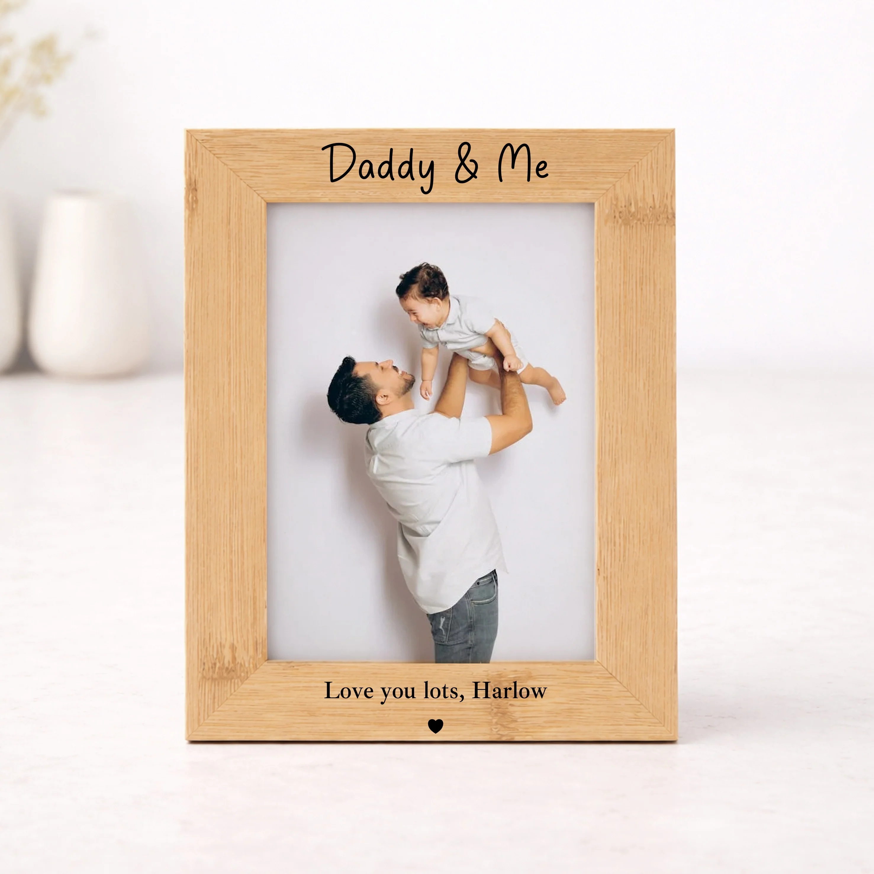 Personalised Daddy and Me Engraved Bamboo Photo Frame - Image 4