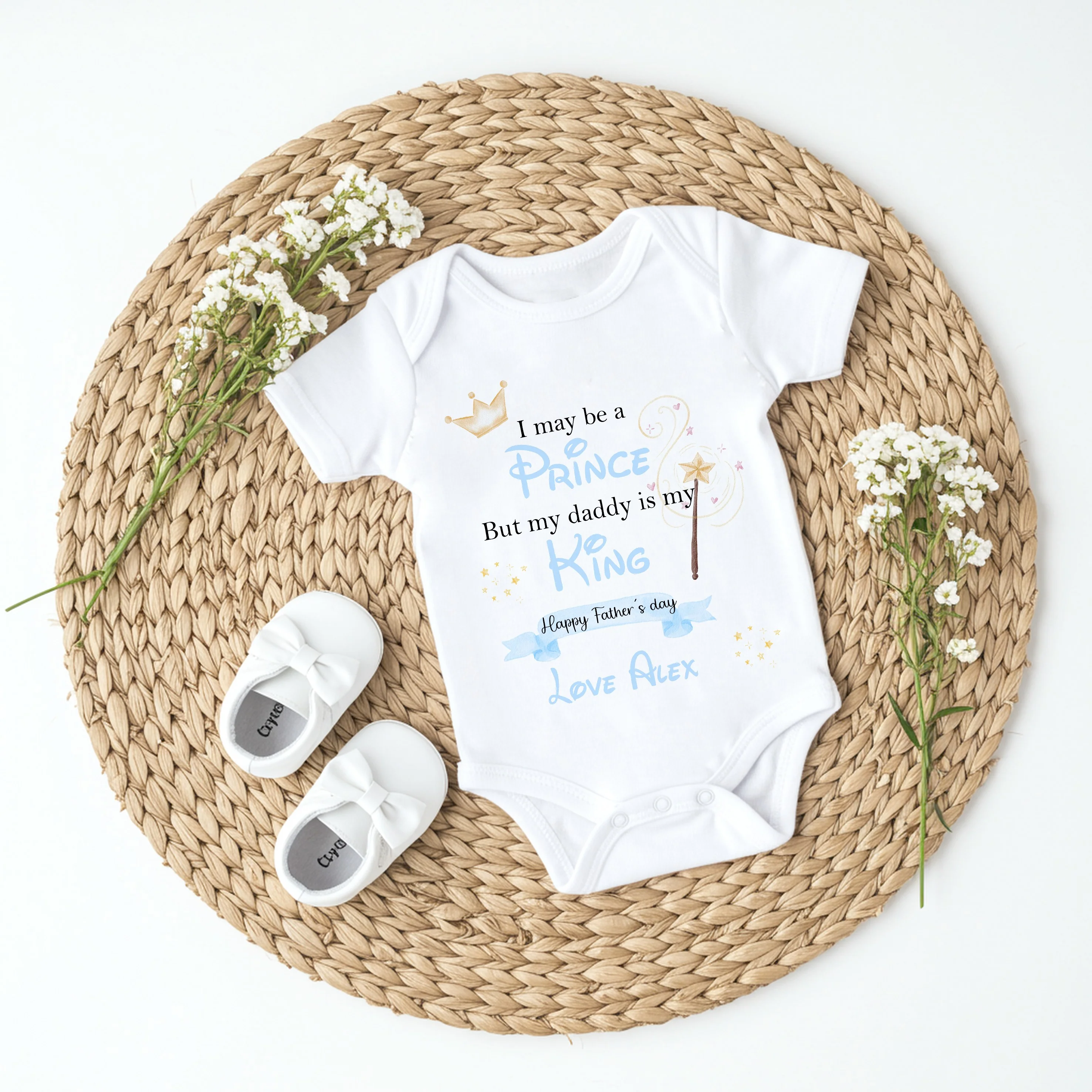 Personalised Daddy is my King Father's Day Baby Grow or Vest - Image 3