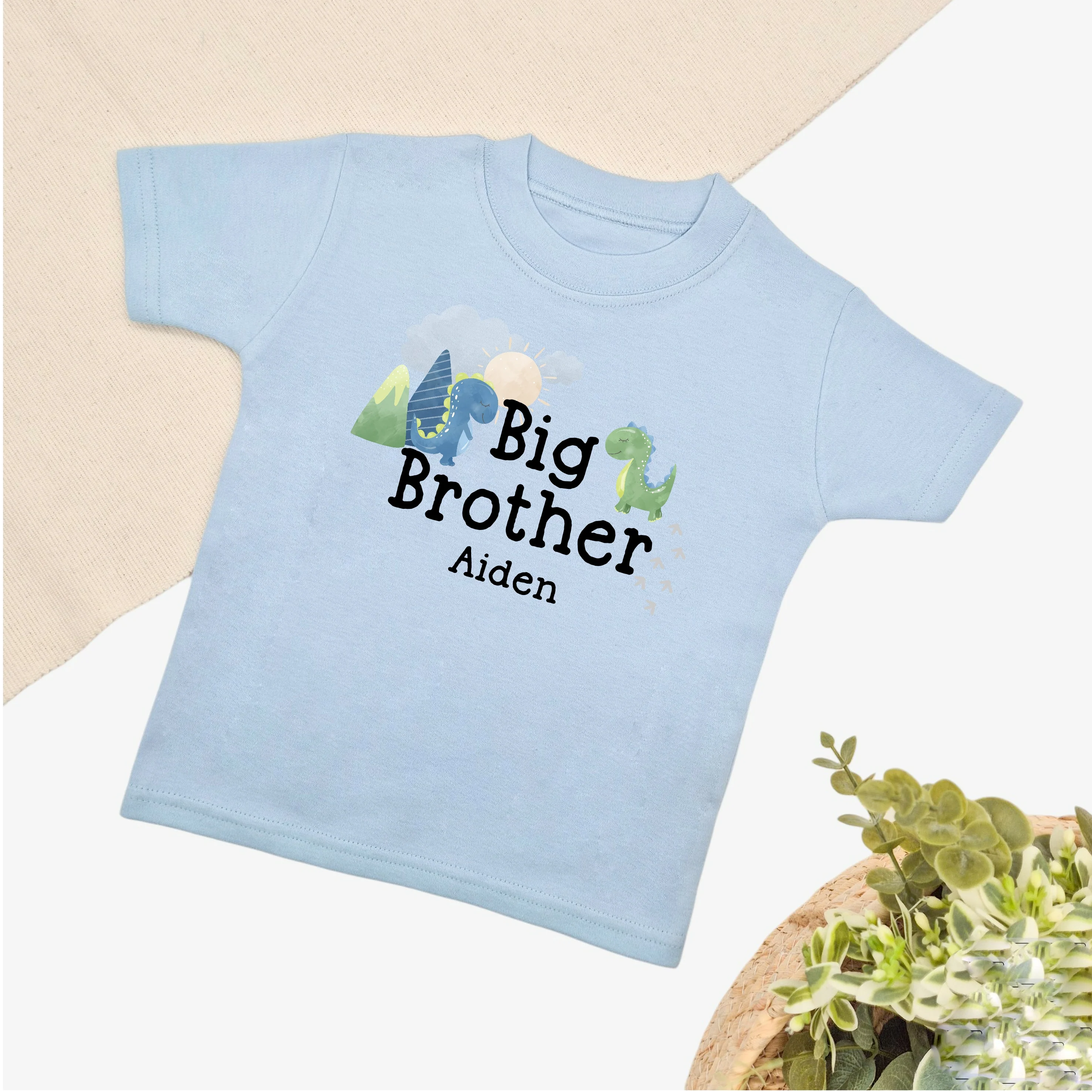 Personalised Dino Sibling Matching Blue Babygrow/T-shirt - Image 5