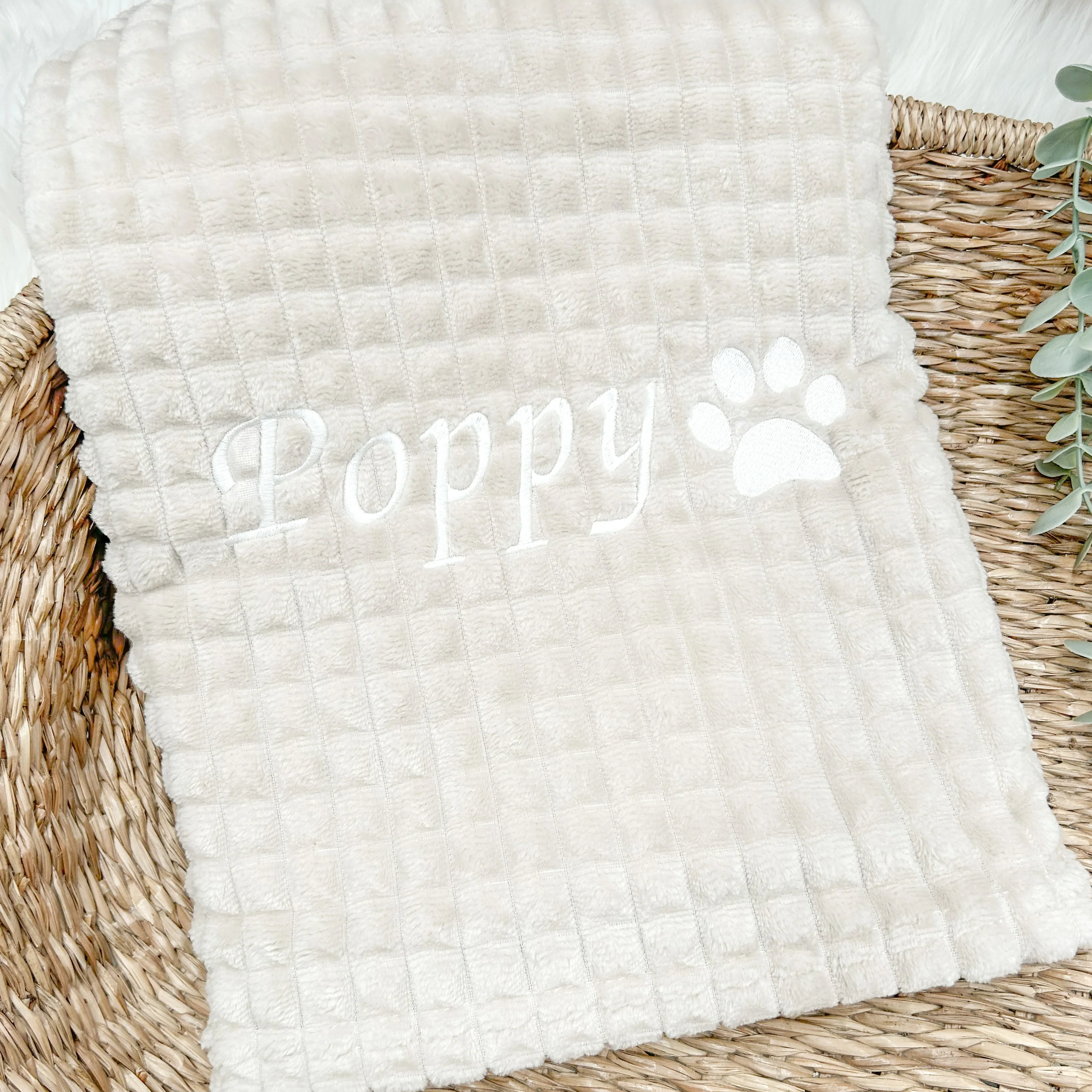 Personalised Dog Paw Embroidered Blanket