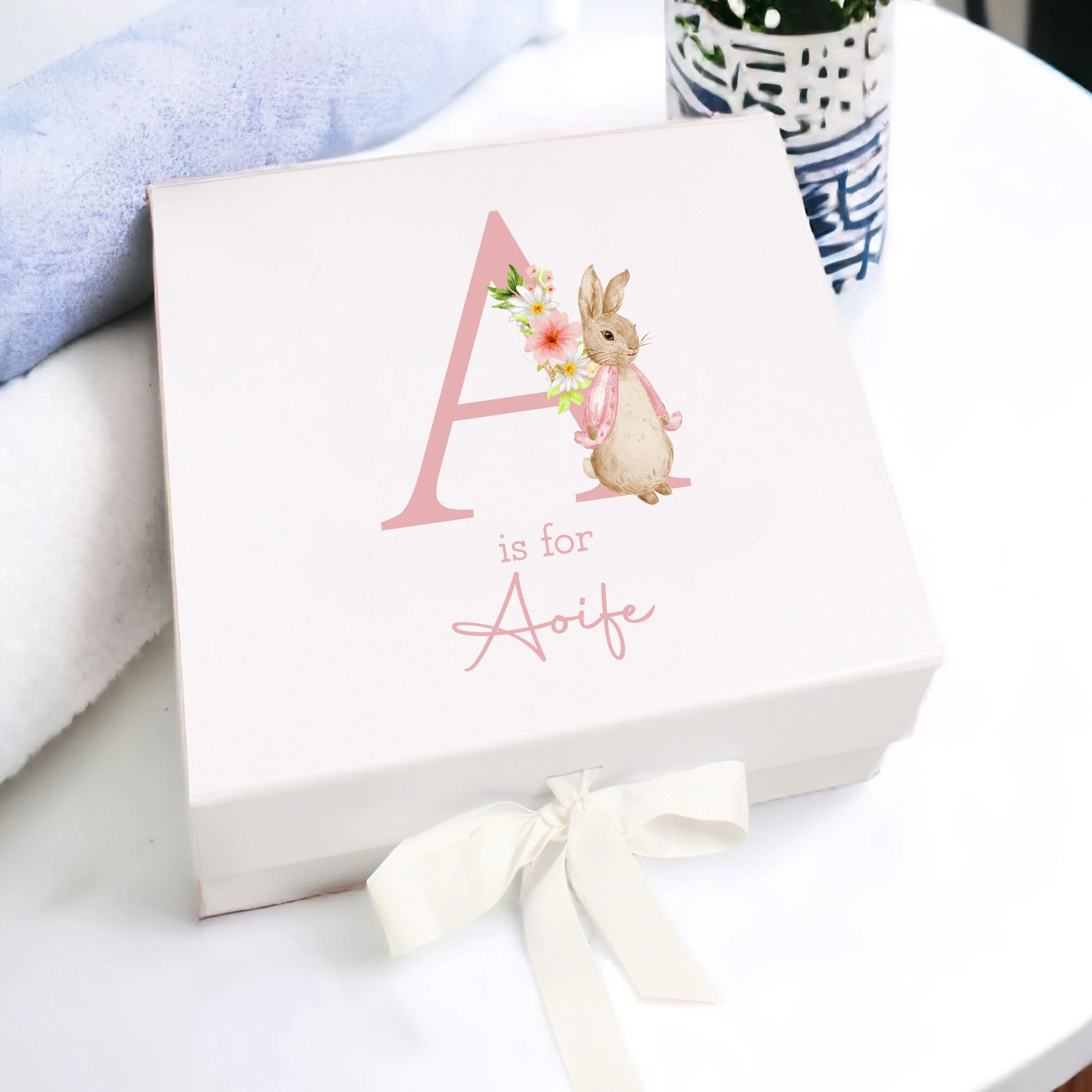 Personalised Dusky Pink Rabbit Hamper Clothing Gift Set - Image 2