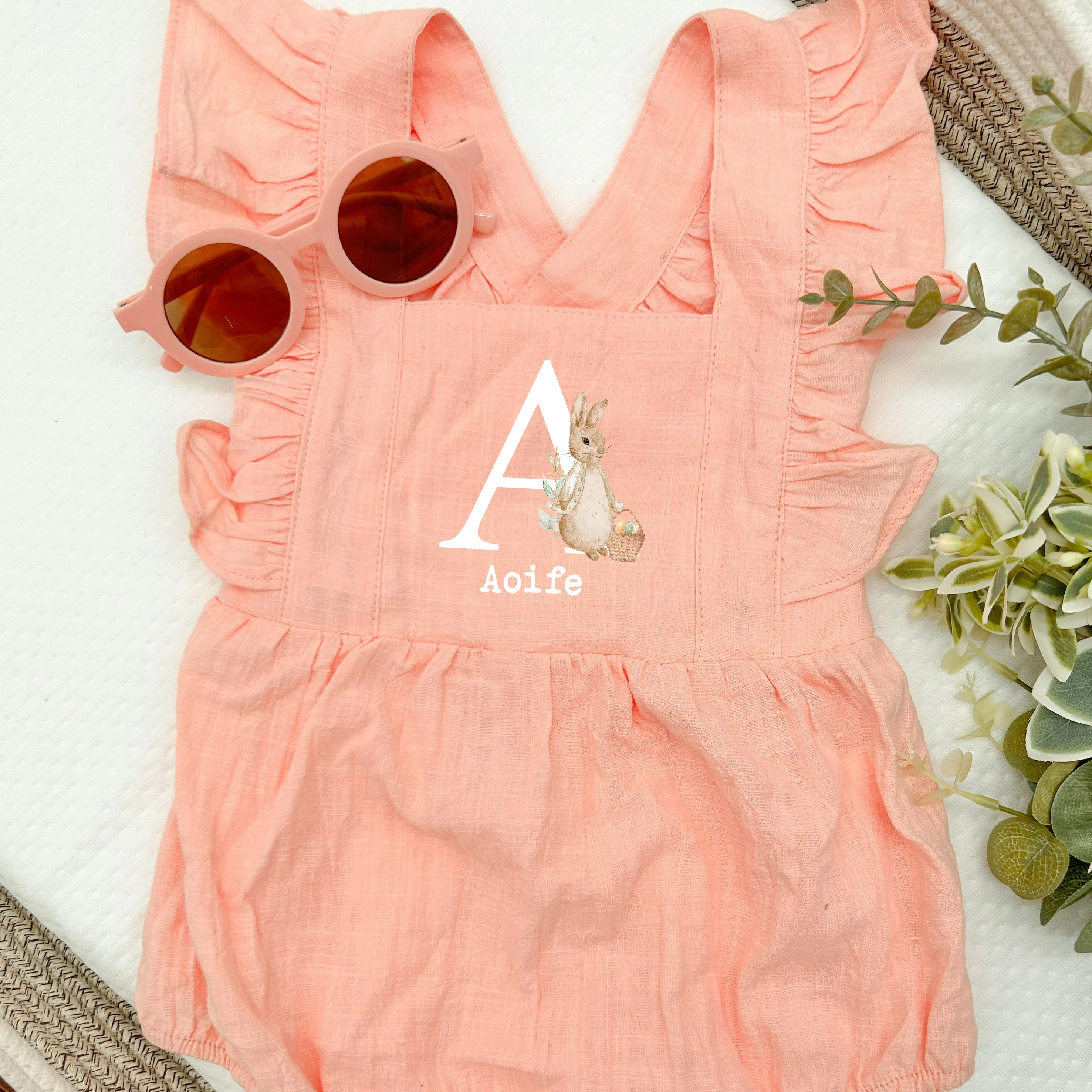 Personalised Easter Initial Ruffle Romper - Image 2