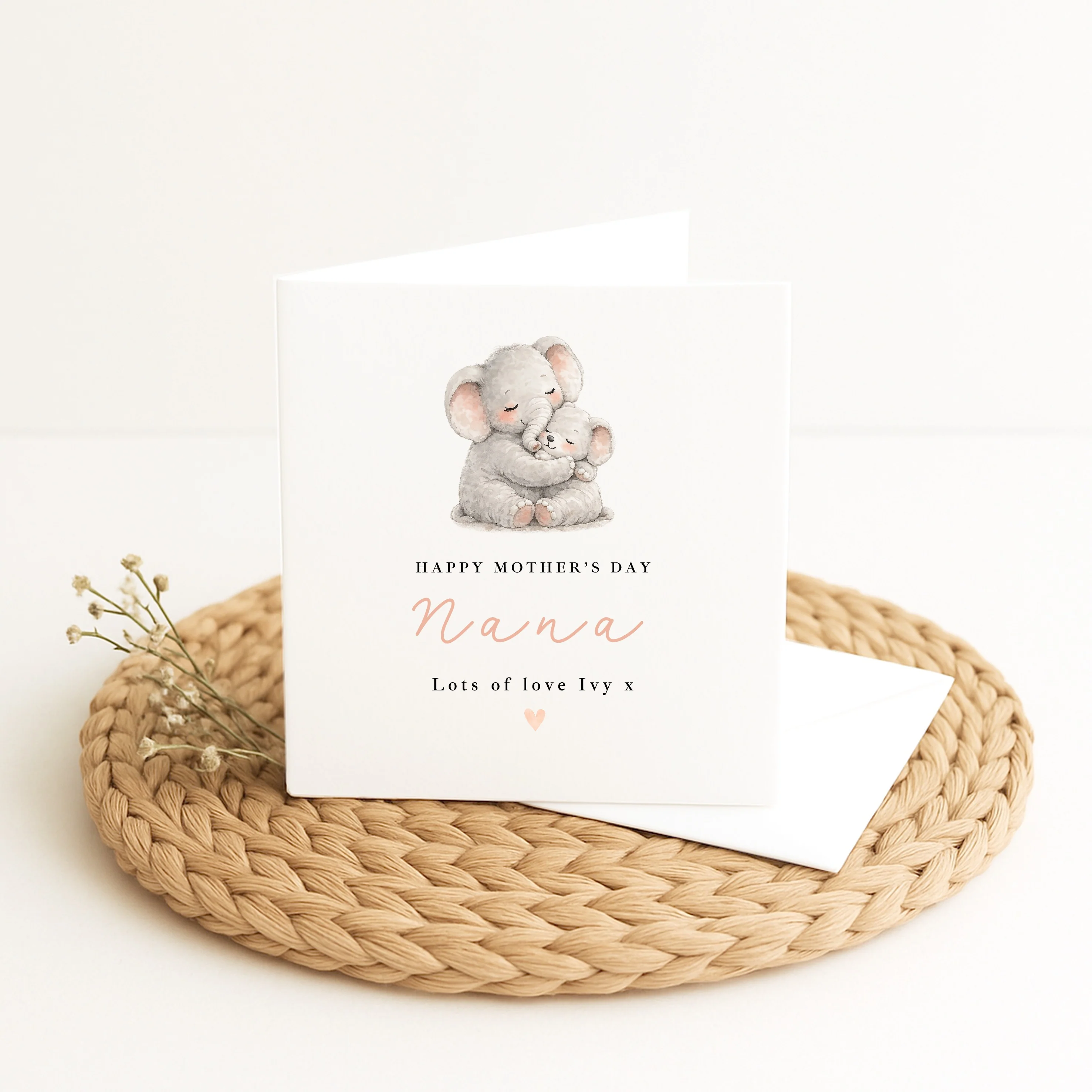 Personalised Elephants Happy Mother's Day Nana Card - Image 2