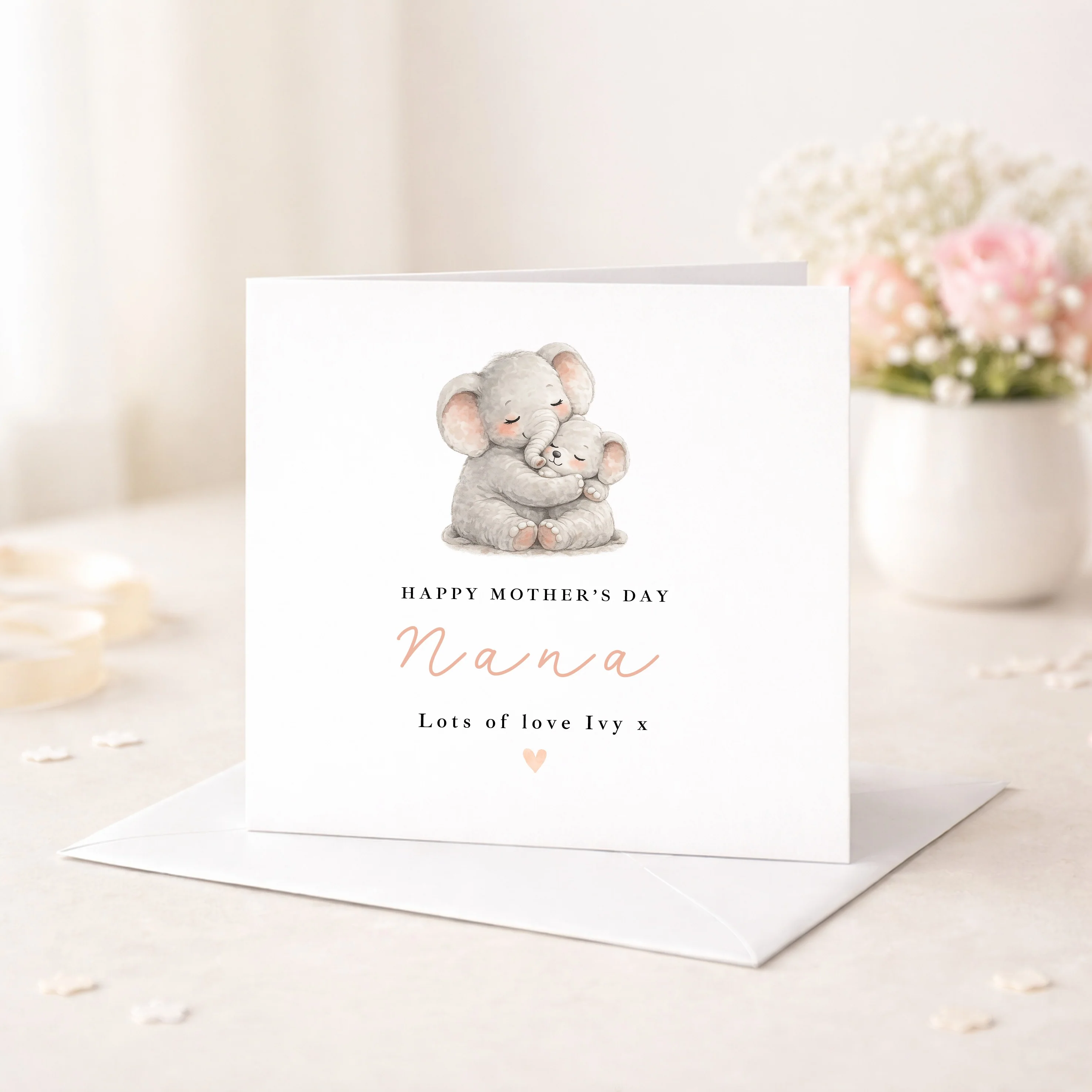 Personalised Elephants Happy Mother's Day Nana Card - Image 4