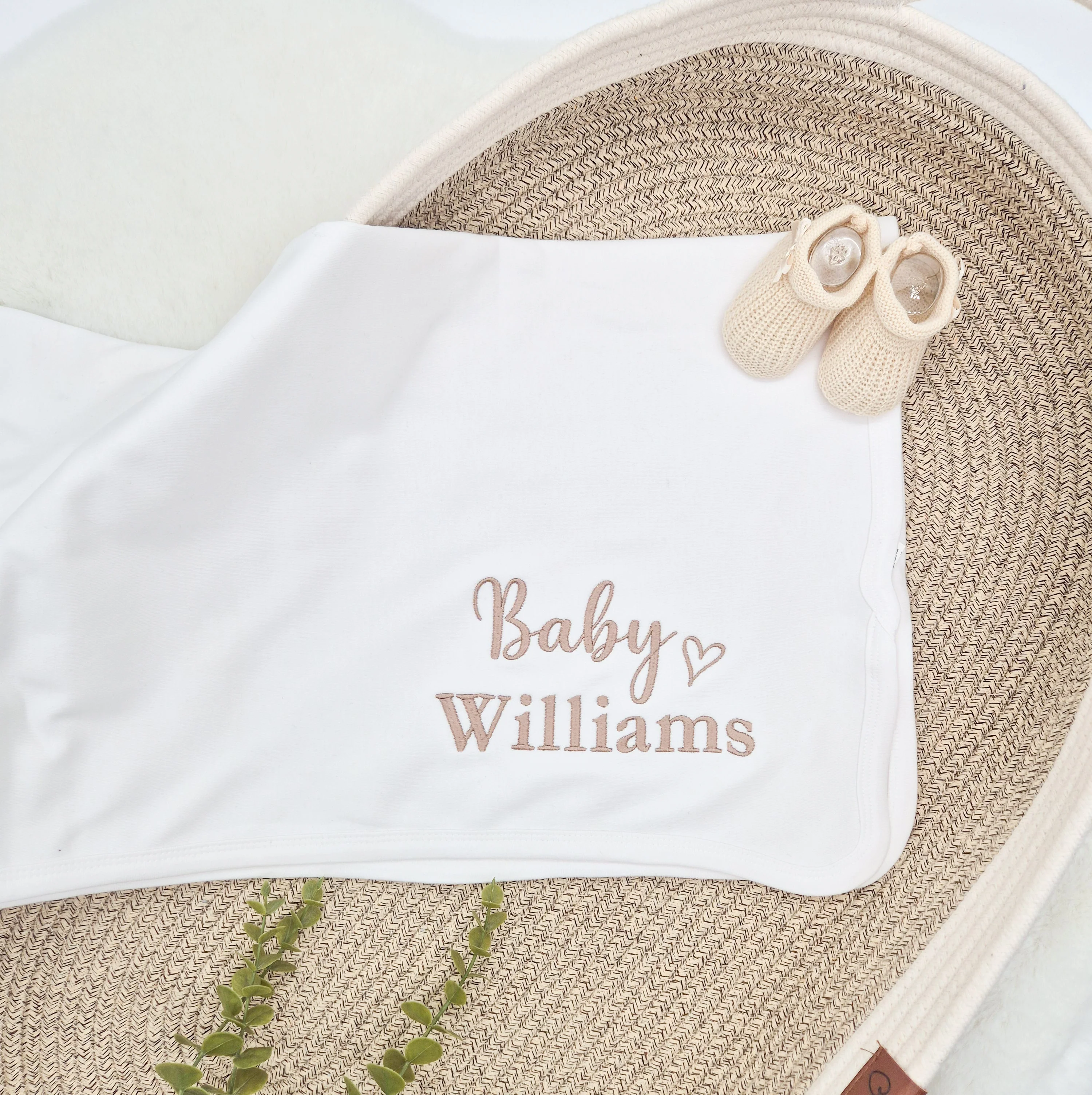 Personalised Embroidered Baby Heart Babygrow/Blanket - Image 3