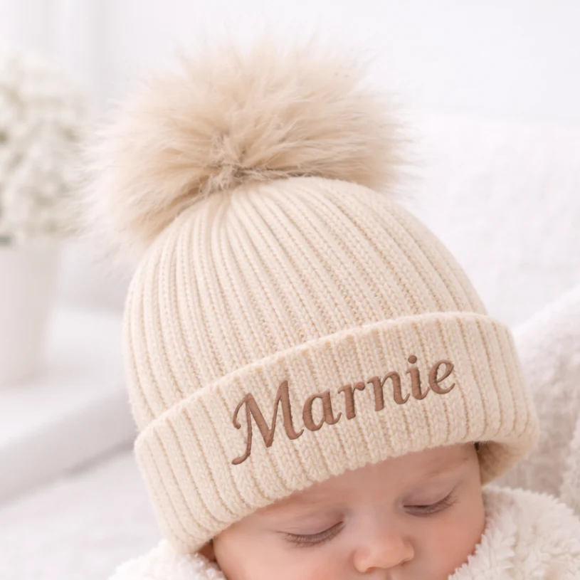 Embroidered Beige Blanket, Hat and Booties Gift Set - Image 5
