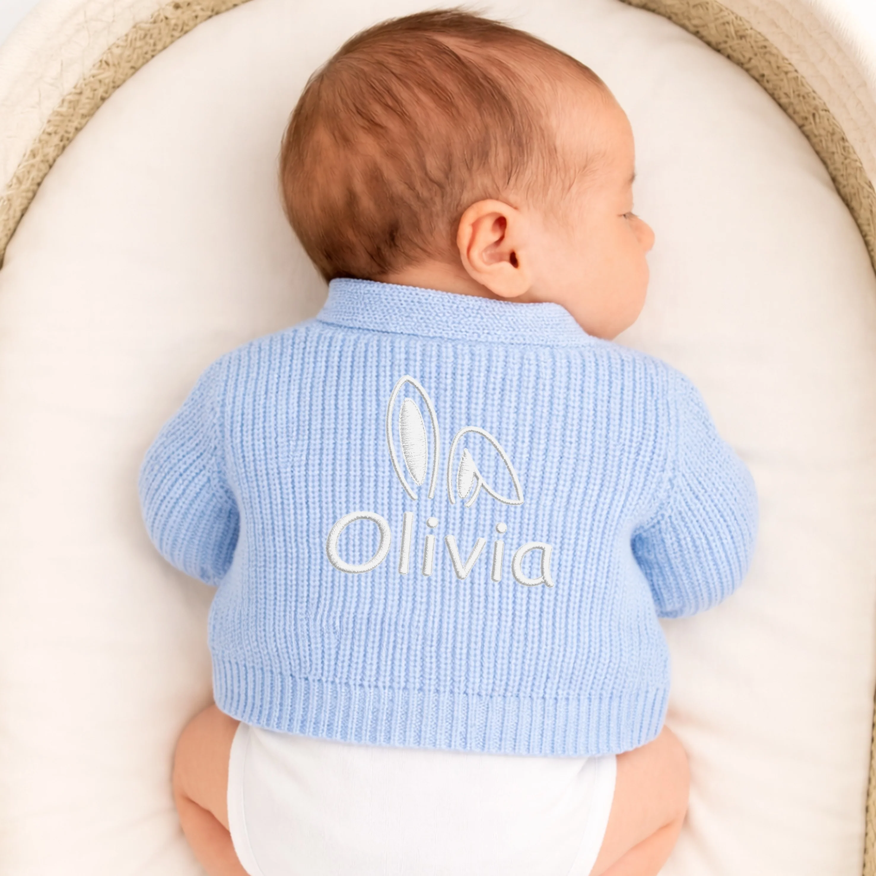 Personalised Embroidered Bunny Ears Easter Knitted Cardigan - Image 5
