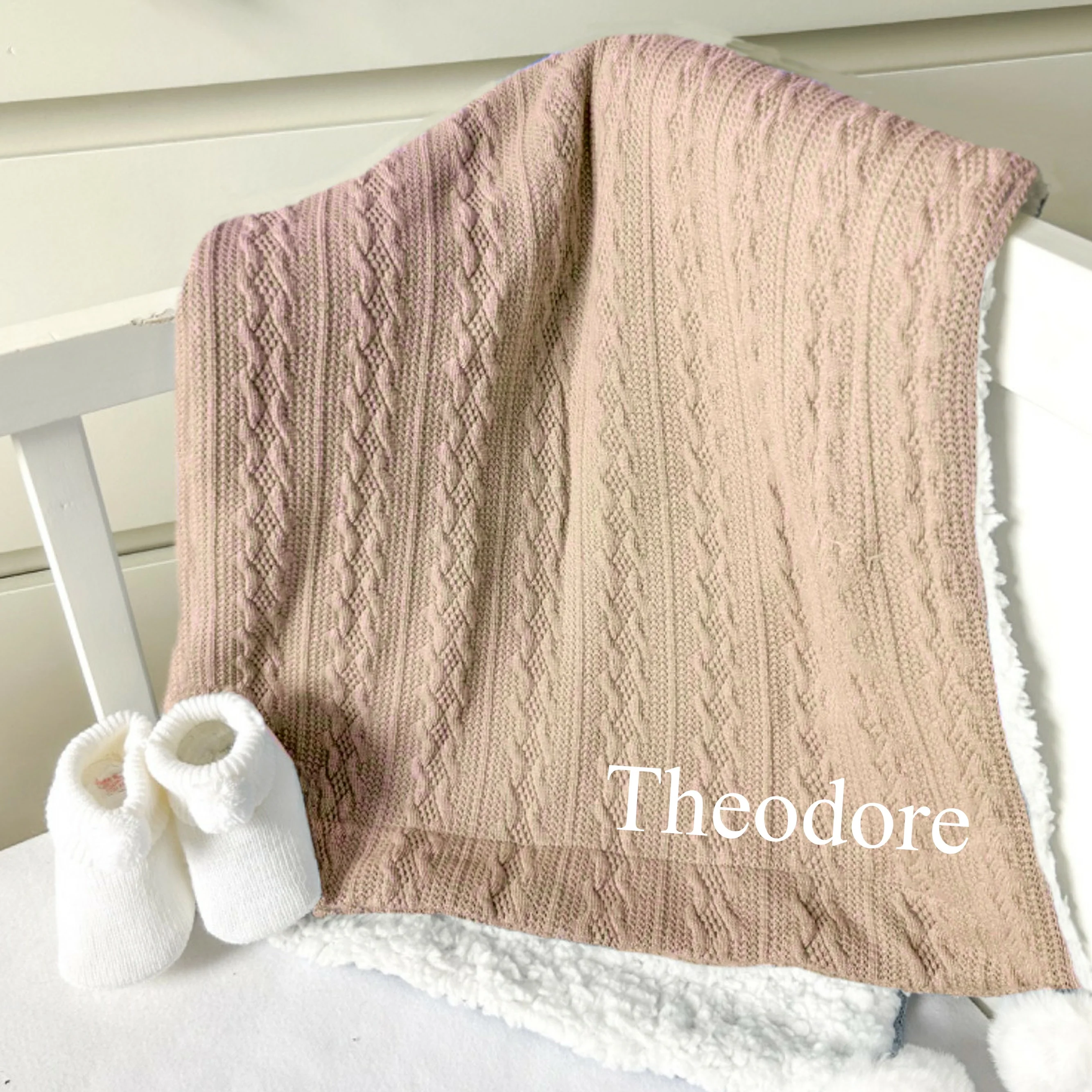 Personalised Embroidered Coffee Knitted Pompom Blanket - Image 2