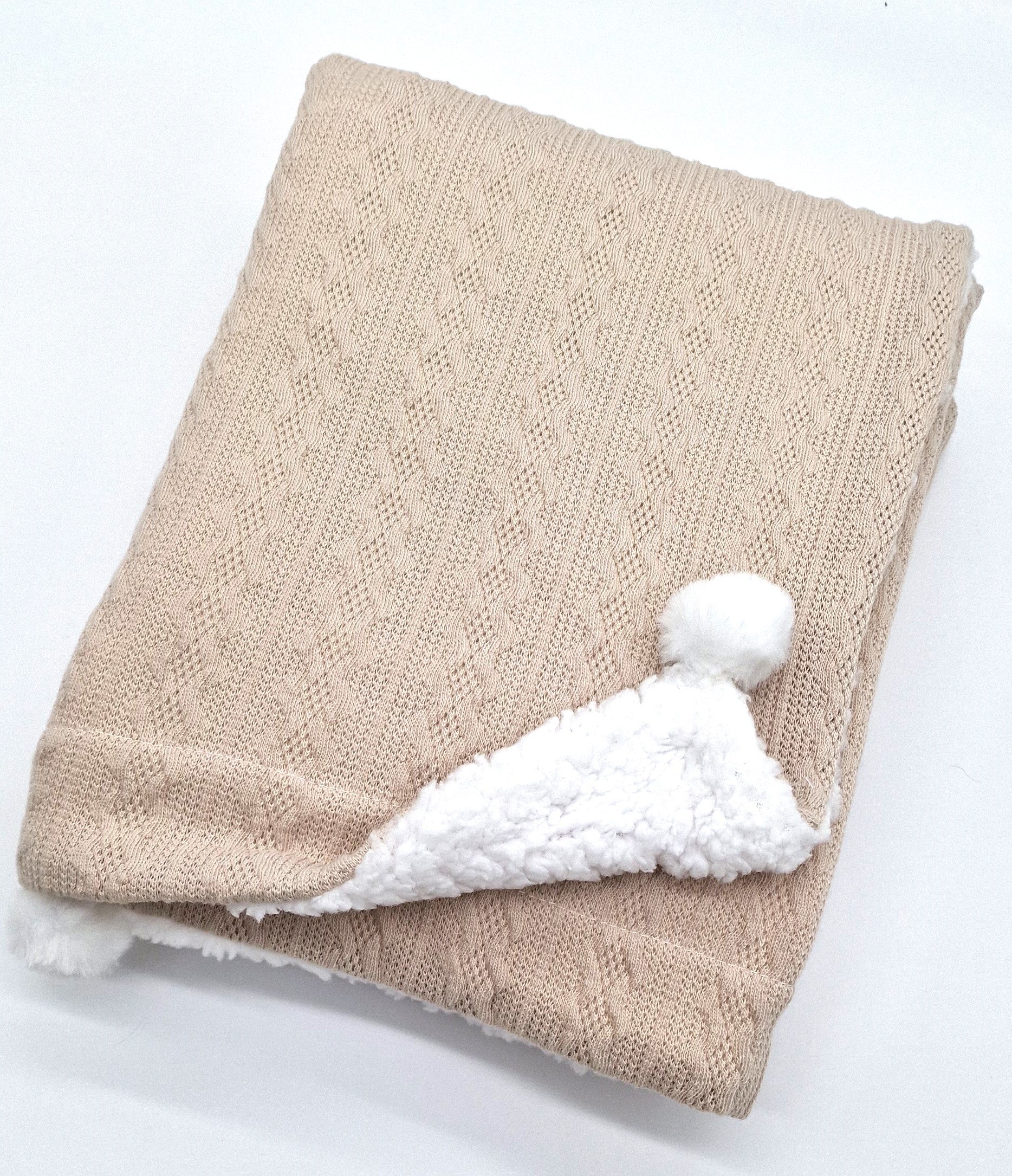 Personalised Embroidered Coffee Knitted Pompom Blanket - Image 3